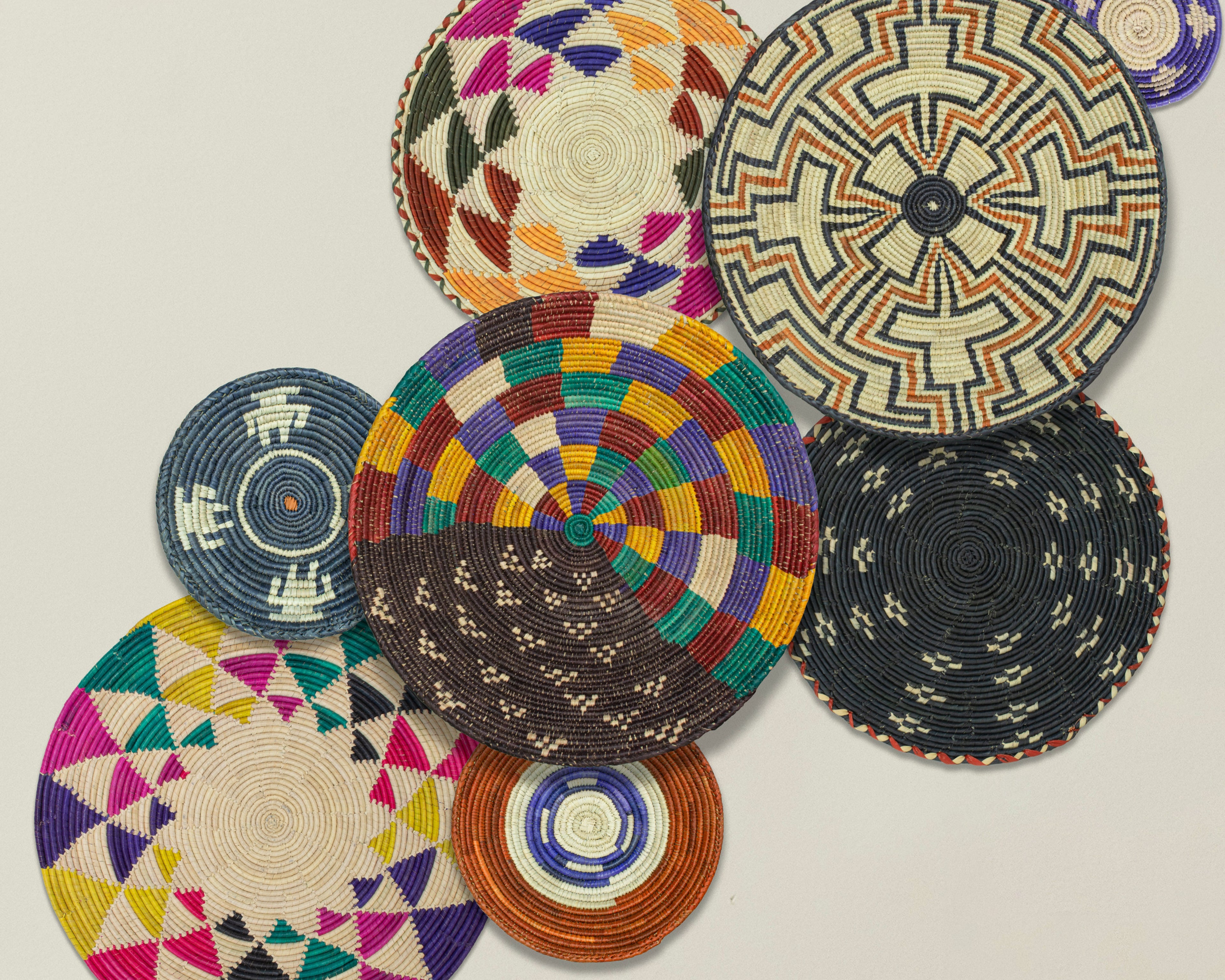 Set of 8 Handwoven wall baskets SET-348-8 N