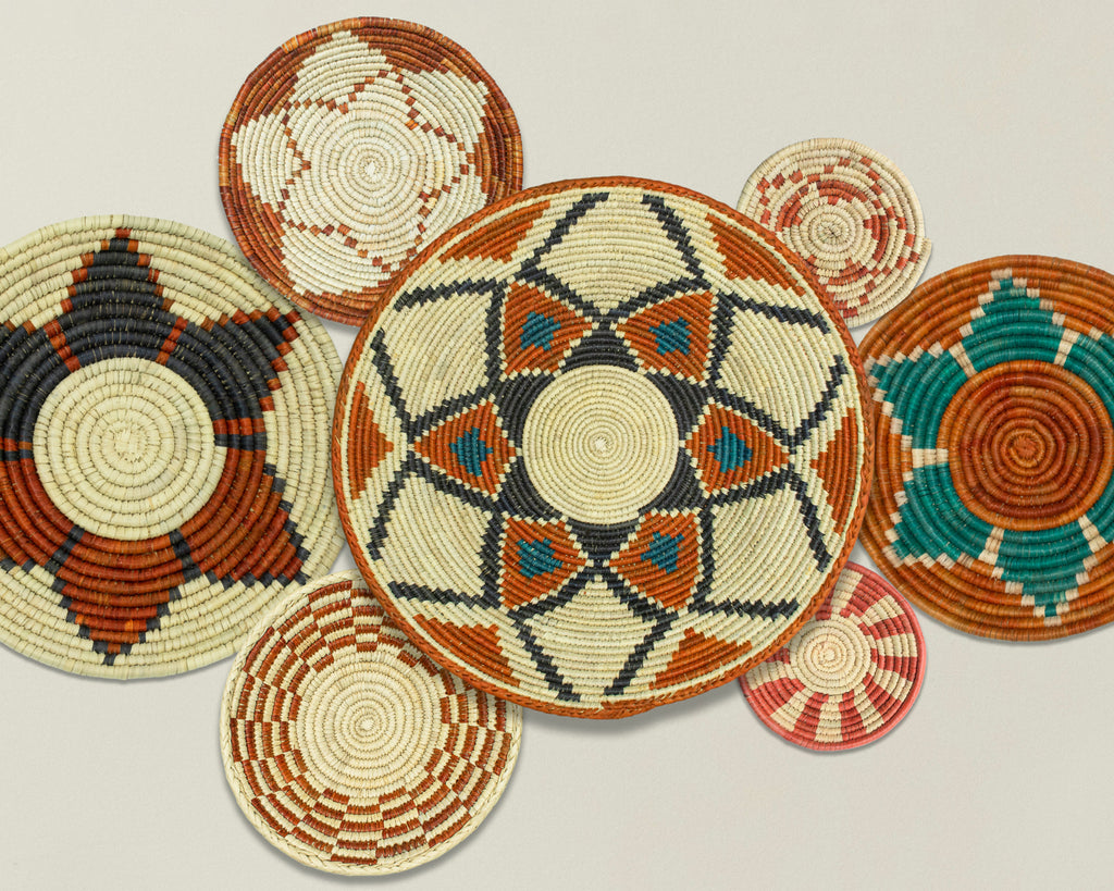 Set of 7 Handwoven wall baskets Set 313-7-N