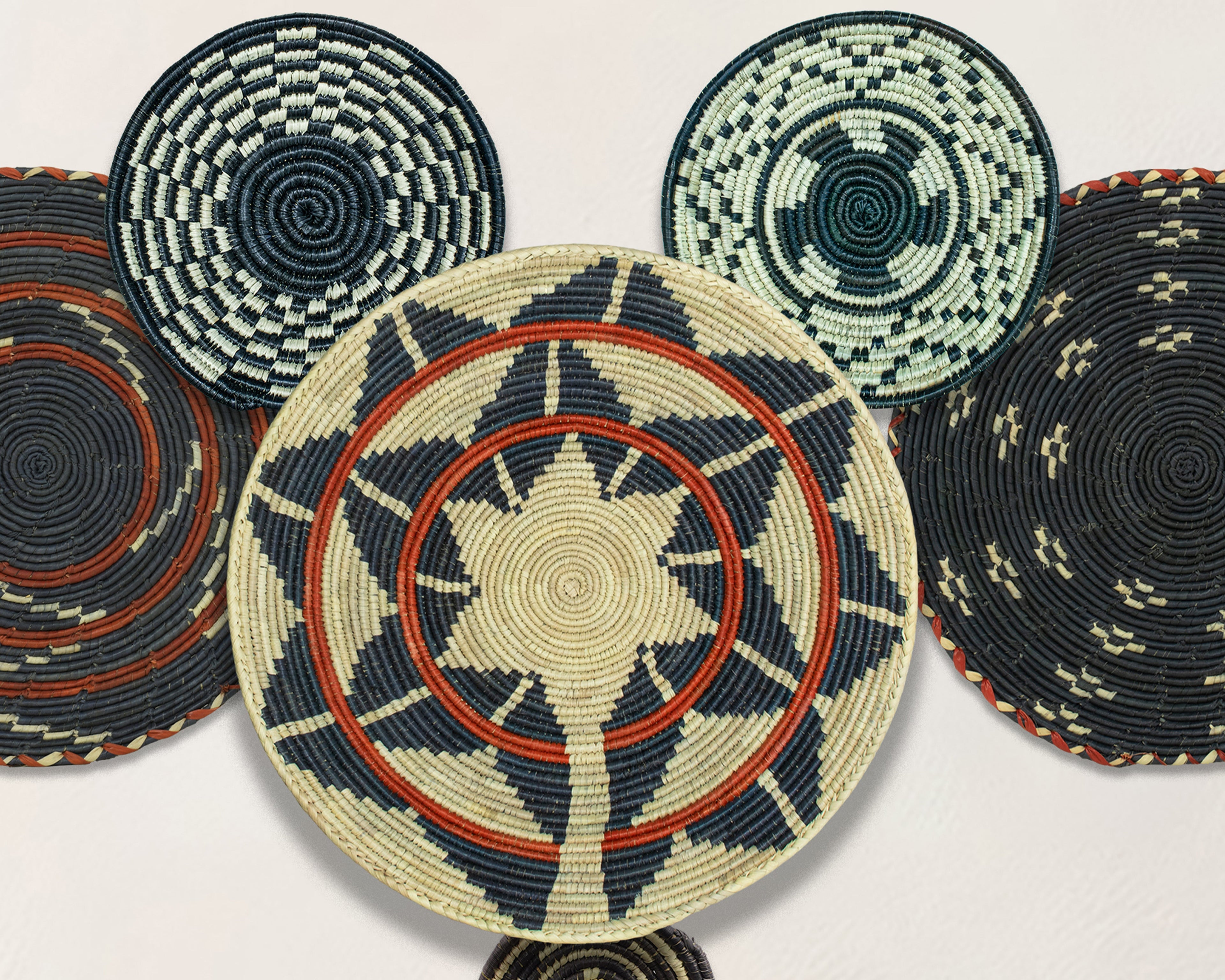 Set of 6 Handwoven wall baskets SET-387-6 N