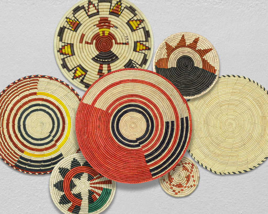 Set of 7 Handwoven wall baskets Set 317-7-N