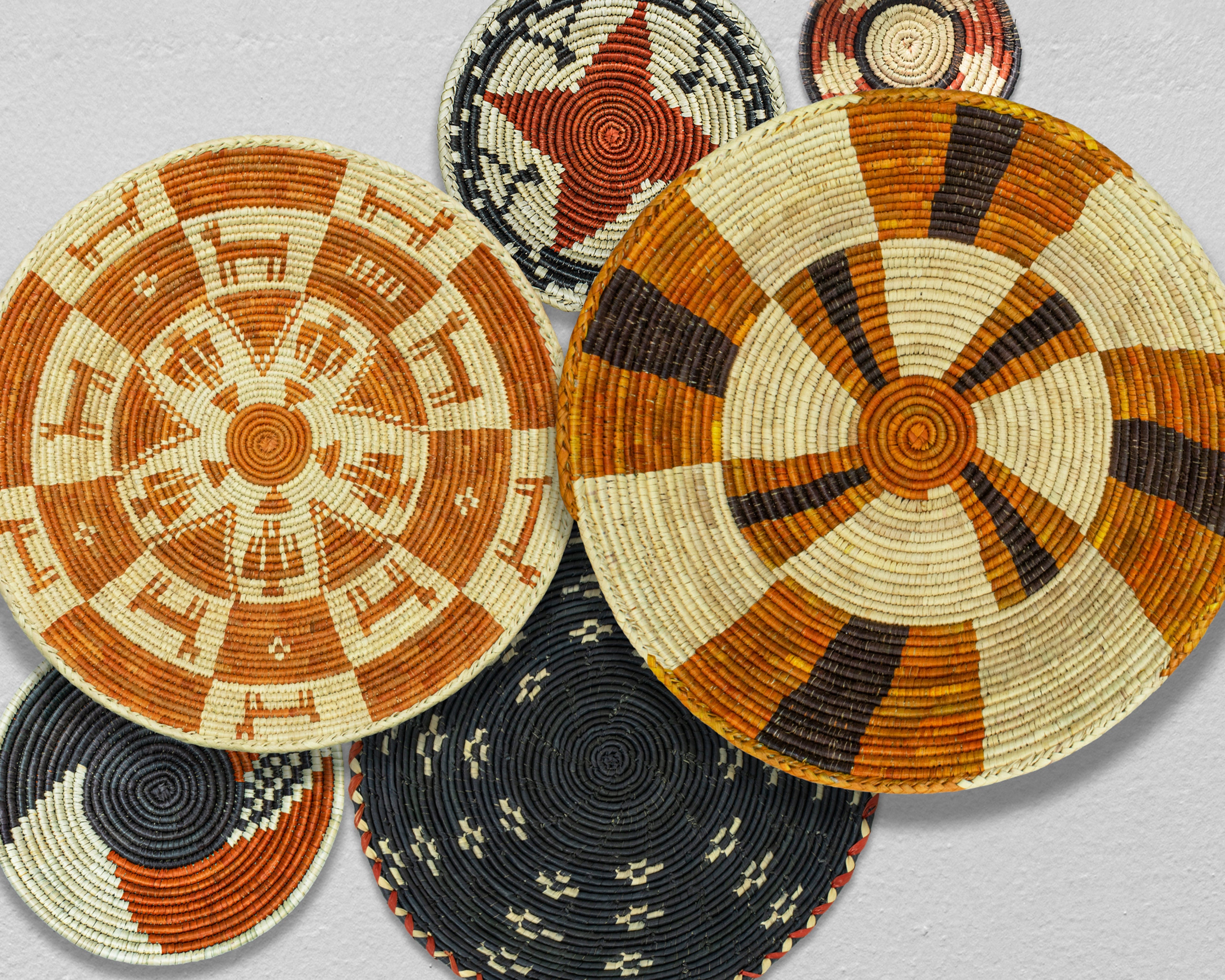 Set of 6 Handwoven wall baskets SET-271-6 N