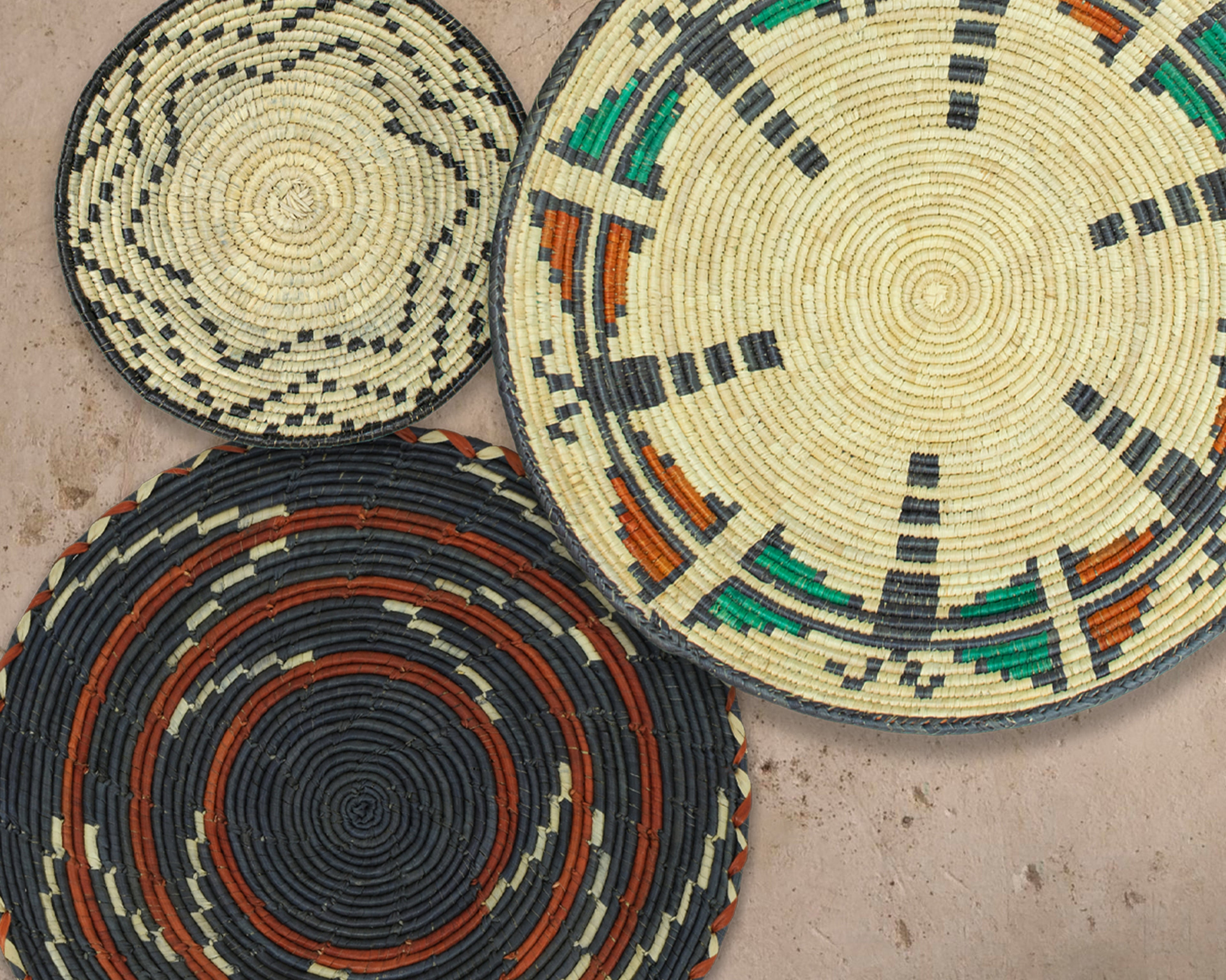 Set of 3 Handwoven wall baskets SET-213-3 N