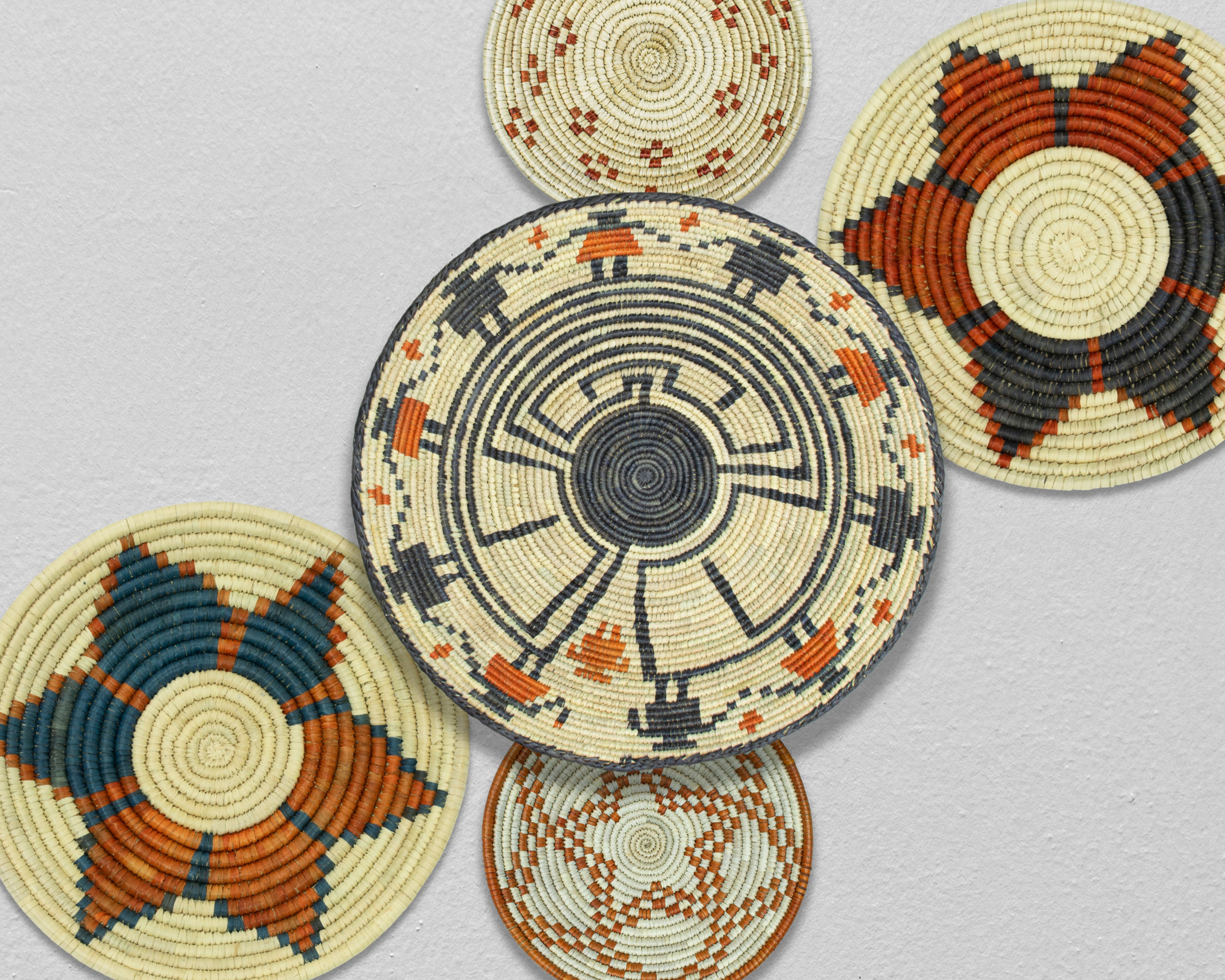 Set of 6 Handwoven wall baskets SET-389-6 N