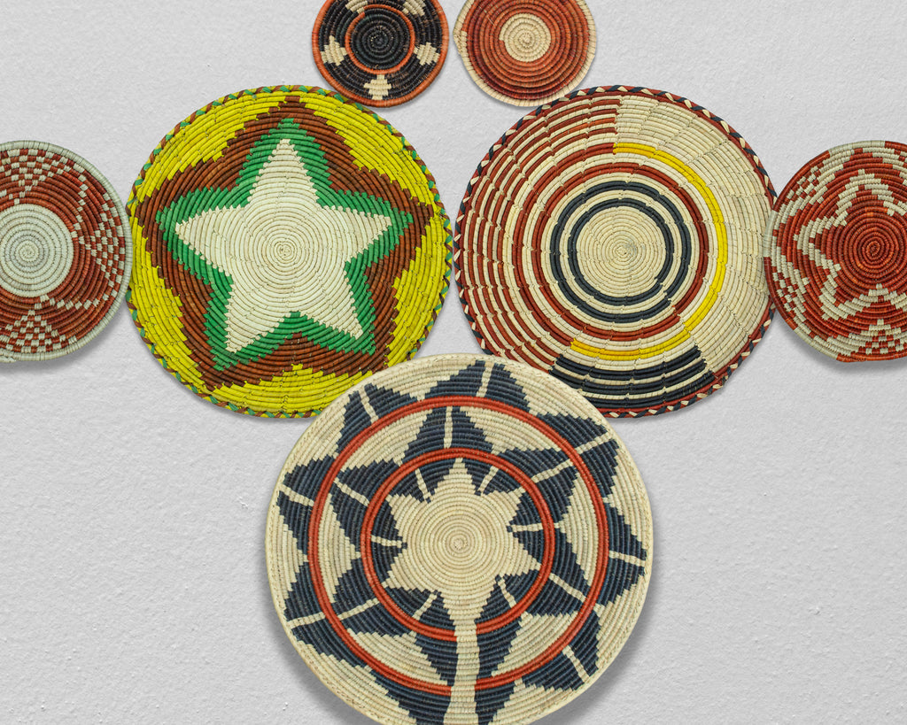 Set of 7 Handwoven wall baskets Set 321-7-N