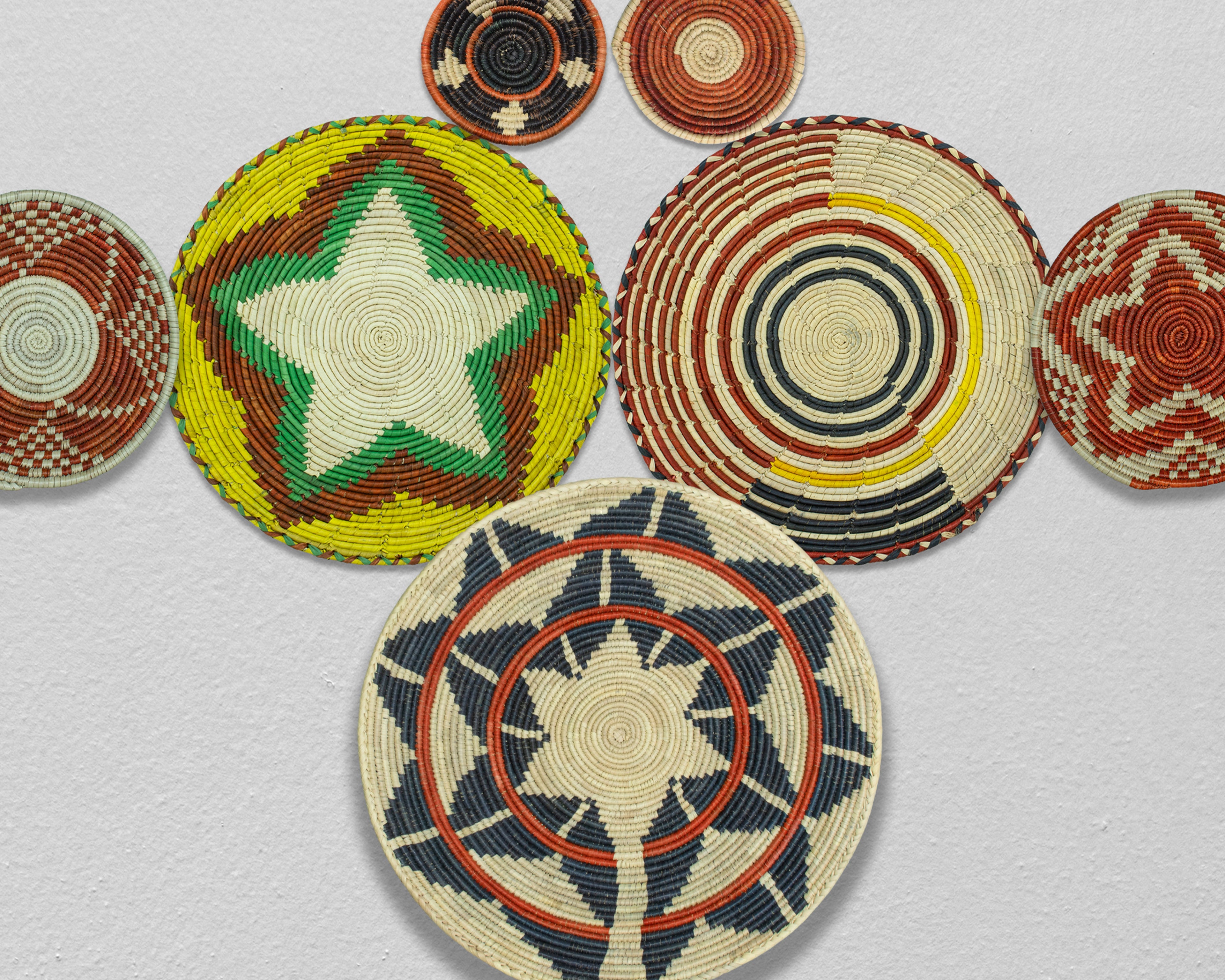 Set of 7 Handwoven wall baskets Set 321-7-N