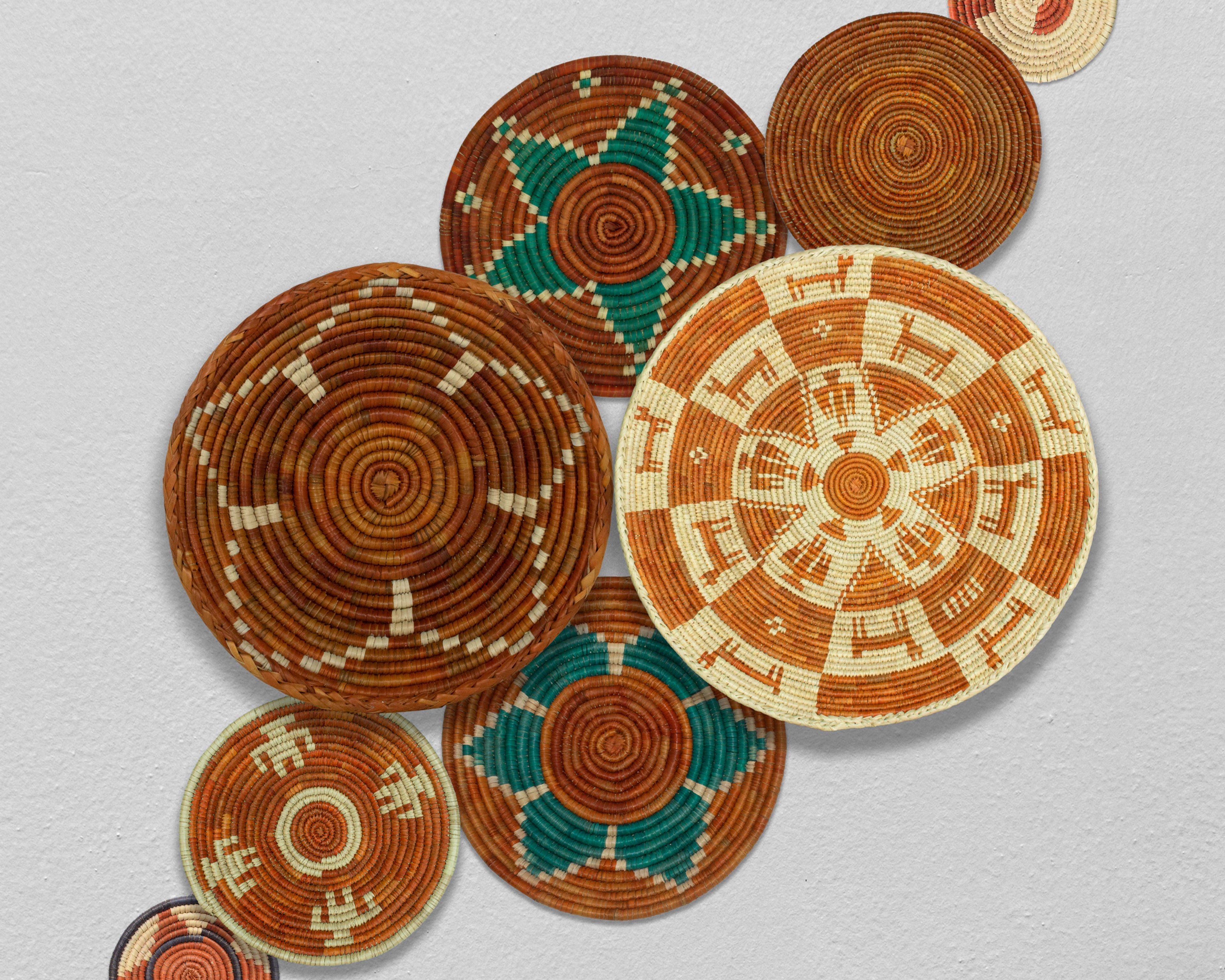 Set of 8 Handwoven wall baskets SET-338-8 N