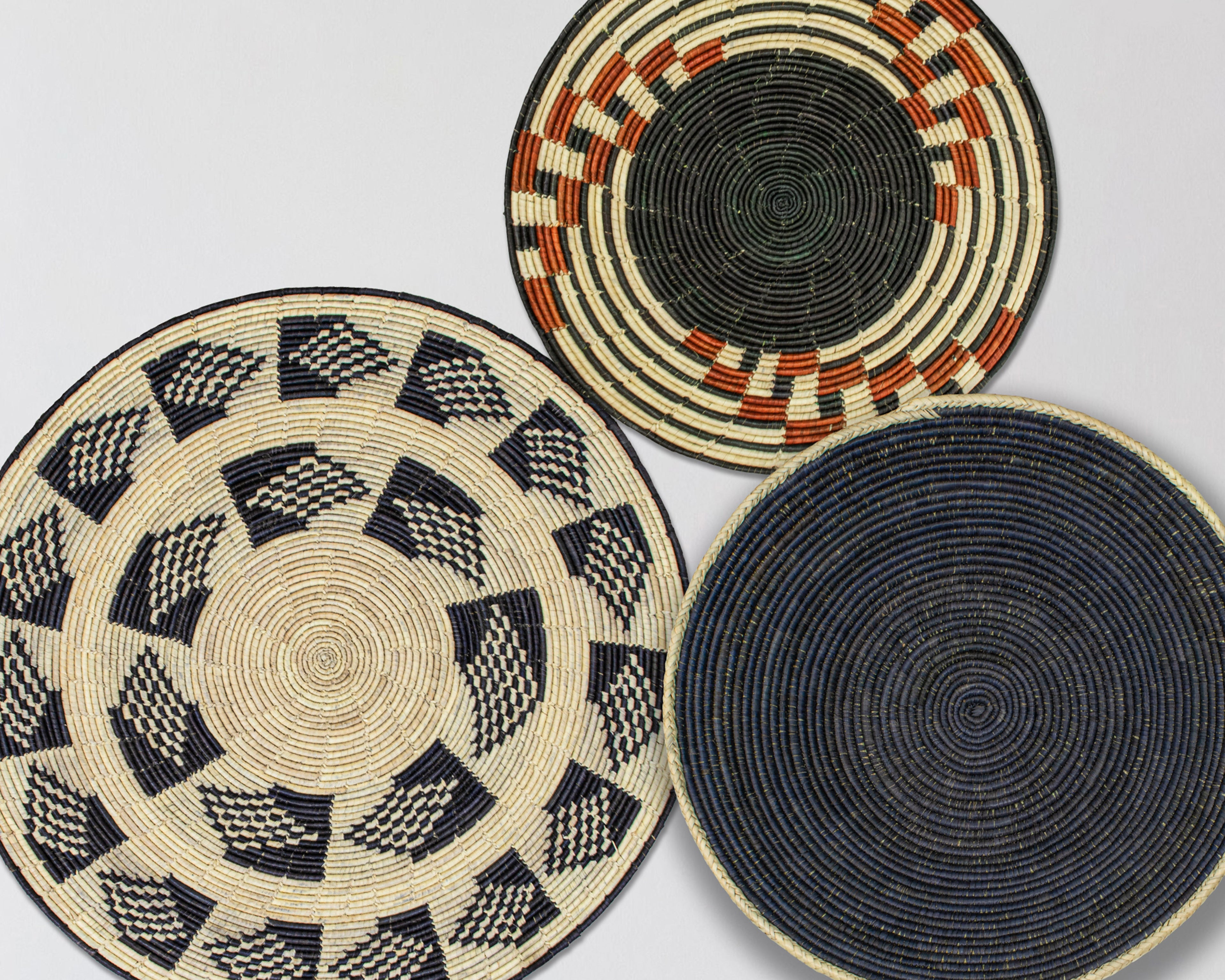 Set of 3 Handwoven wall baskets SET-201-3 N