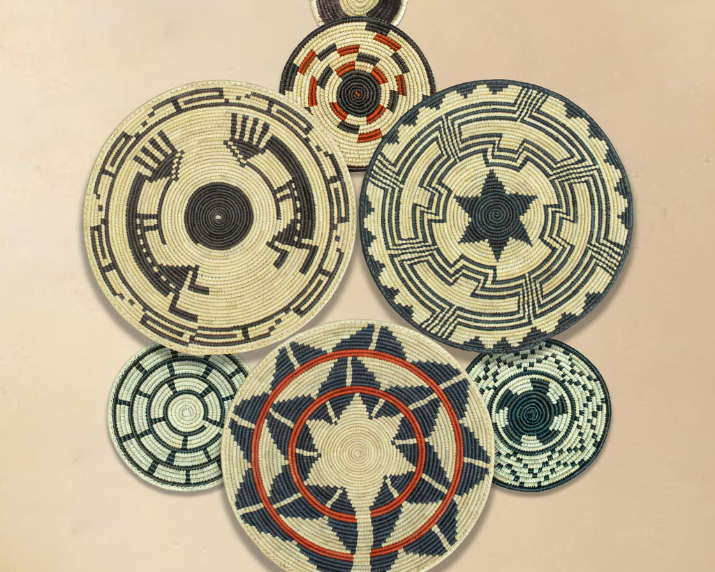 Set of 8 Handwoven wall baskets SET-365-8 N