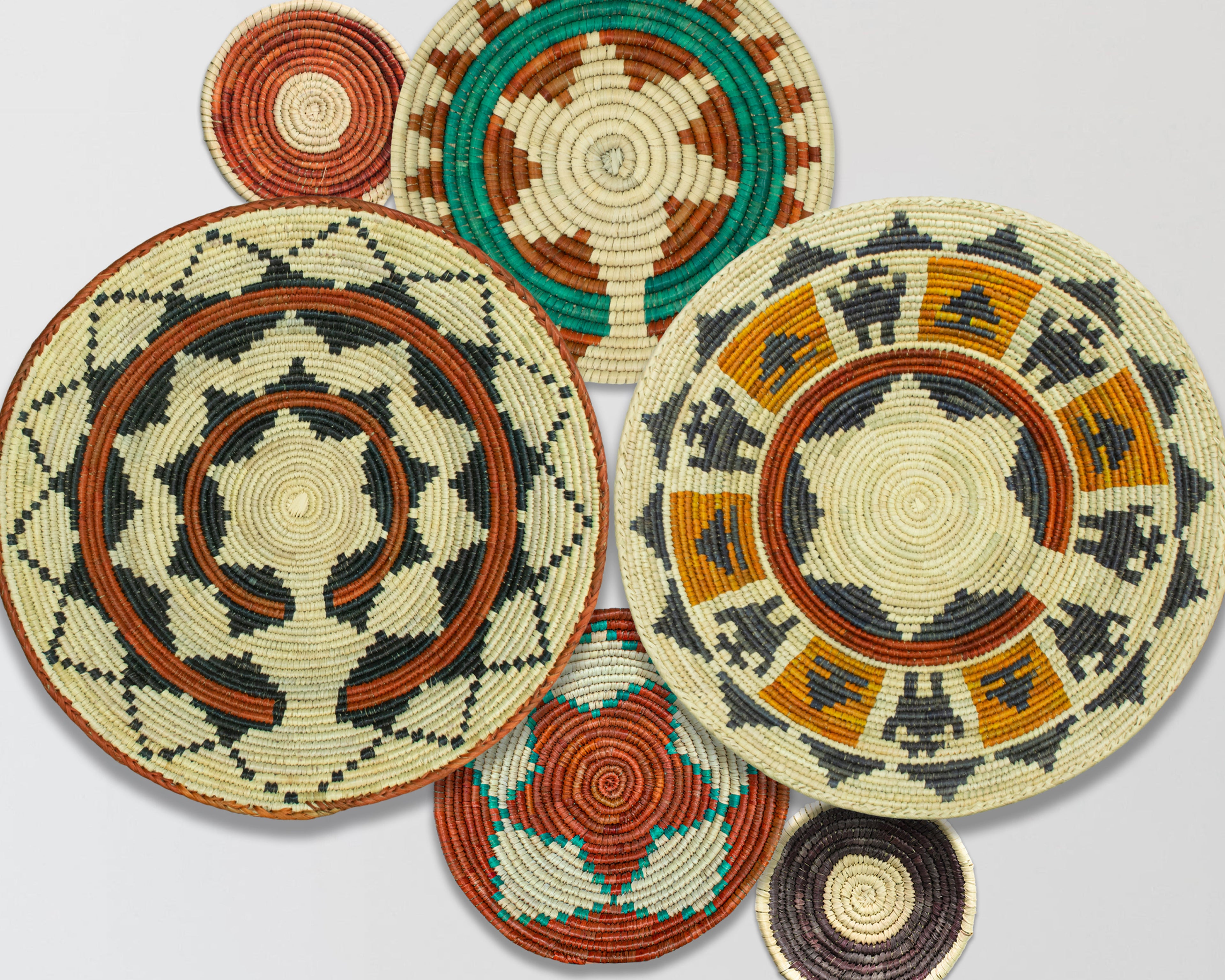 Set of 6 Handwoven wall baskets SET-287-6 N