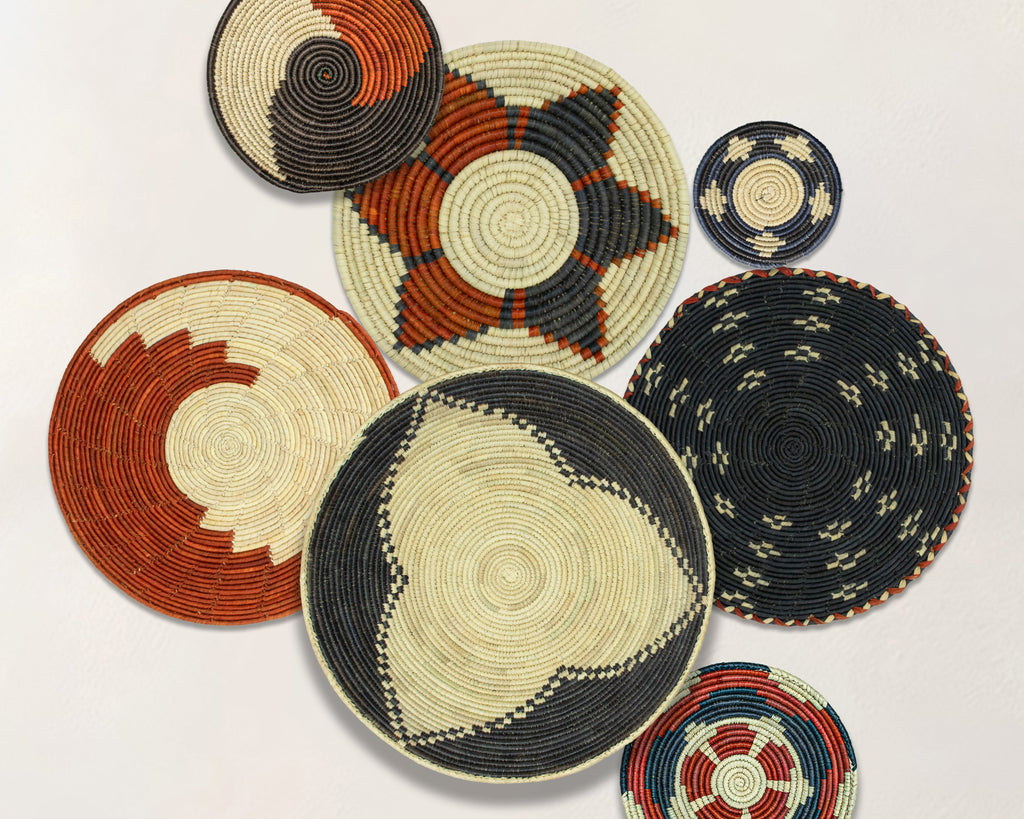 Set of 7 Handwoven wall baskets Set 319-7-N