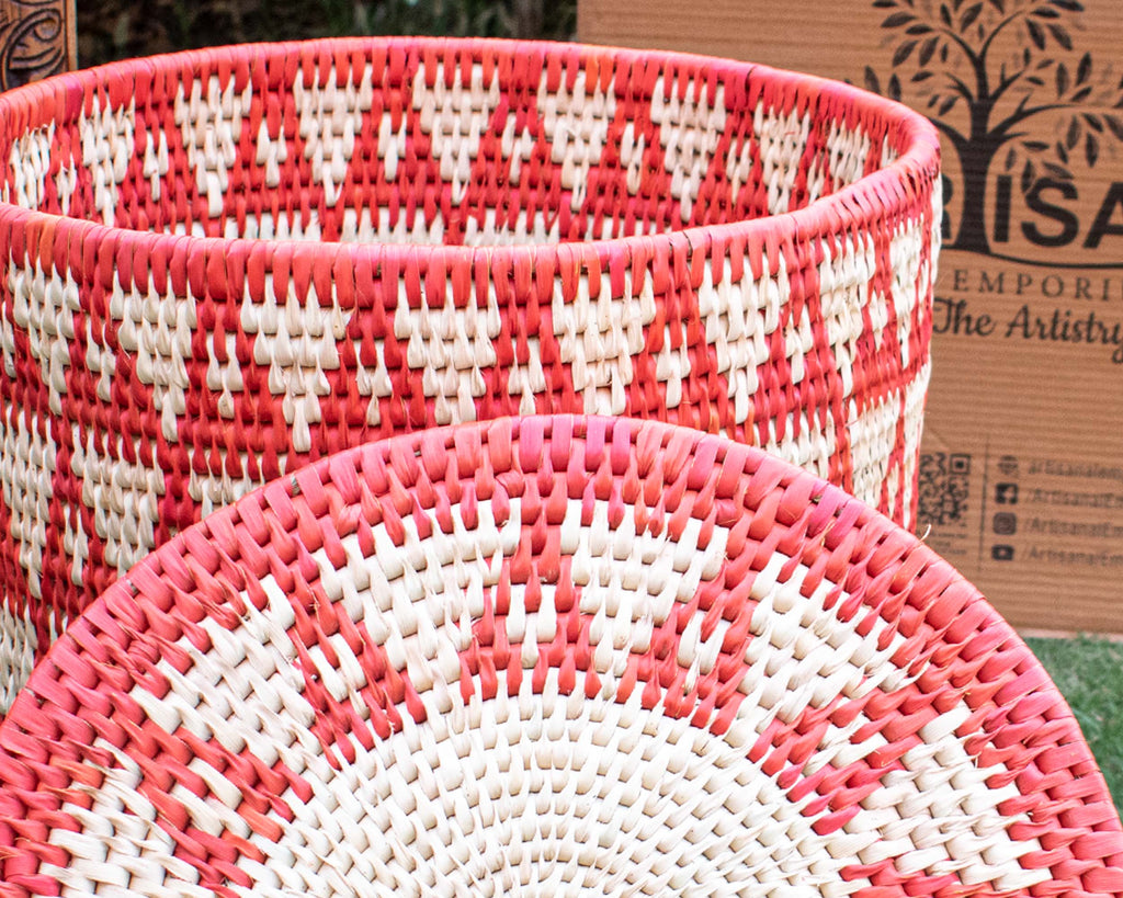 Multi Pyramids Red Large Storage Laundry Basket BL-1212-16