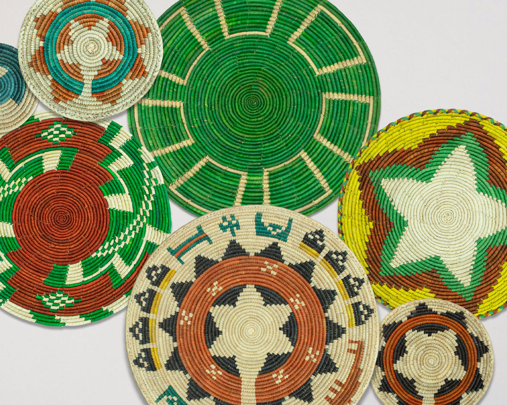 Set of 7 Handwoven wall baskets Set 306-7-N