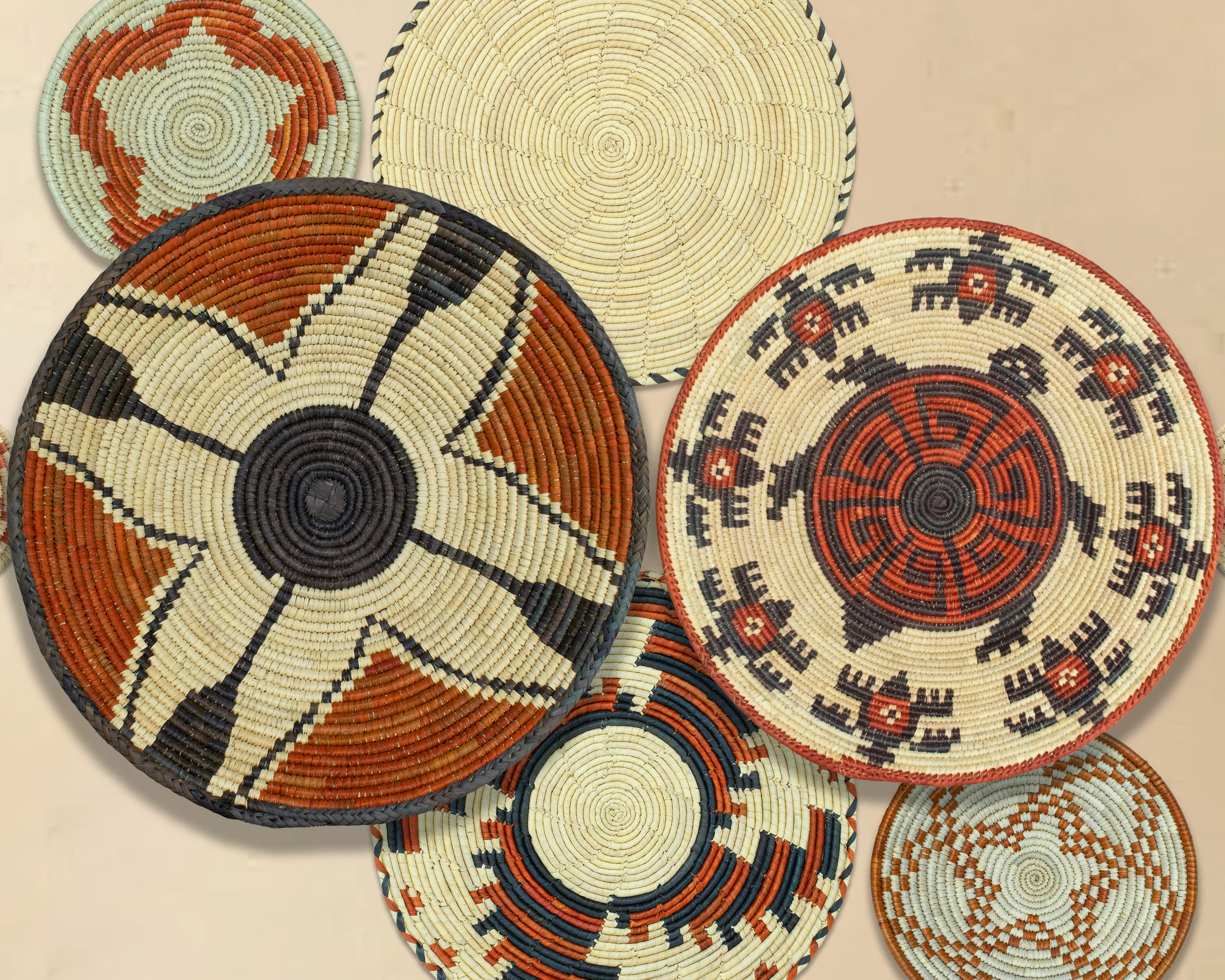 Set of 8 Handwoven wall baskets SET-358-8 N