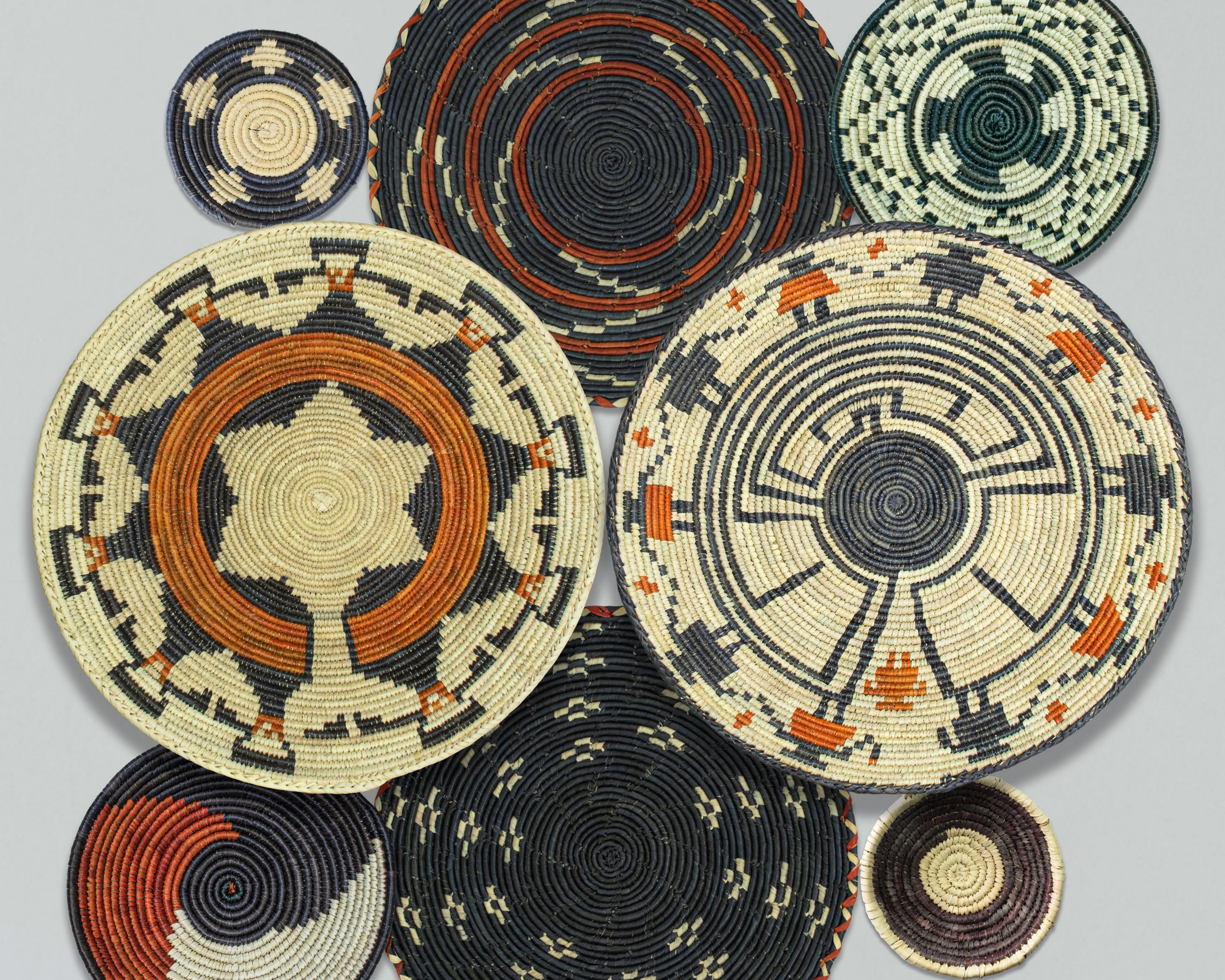 Set of 8 Handwoven wall baskets SET-247-8 N