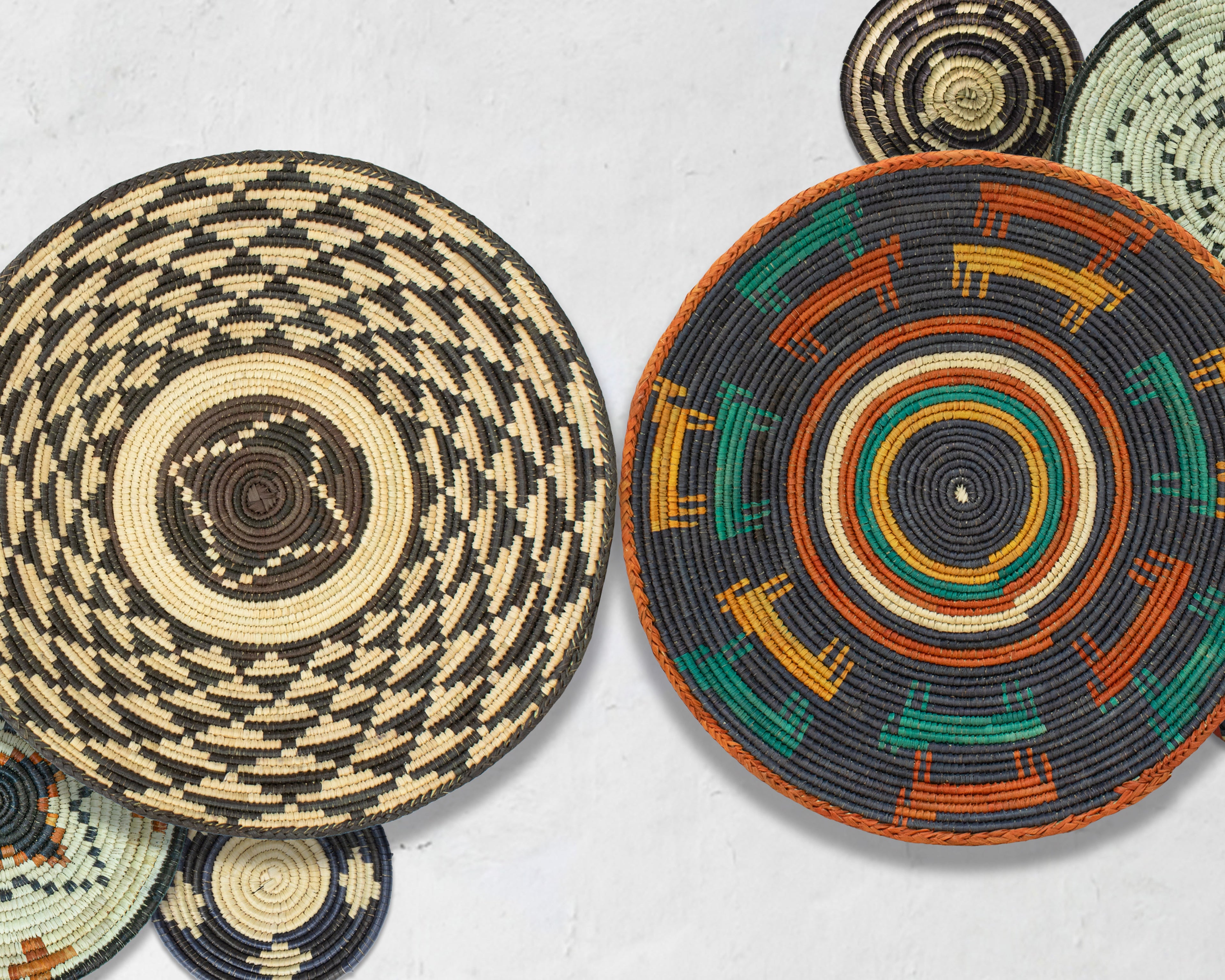 Set of 8 Handwoven wall baskets SET-255-8 N