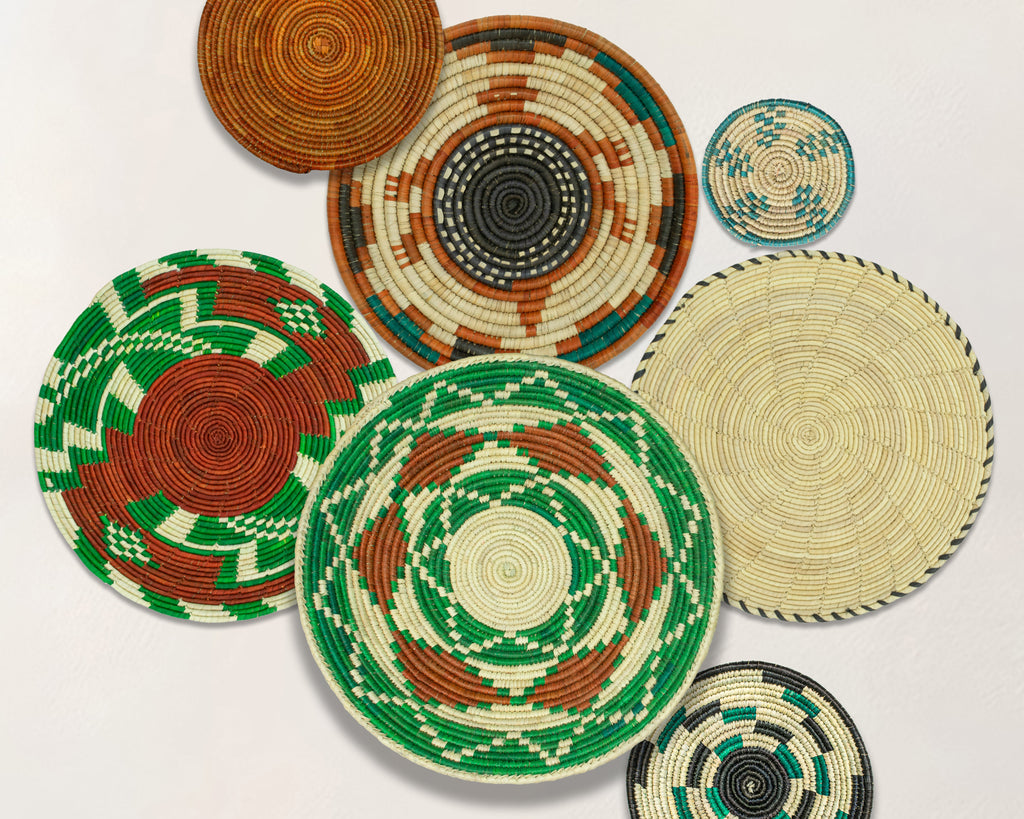 Set of 7 Handwoven wall baskets Set 318-7-N