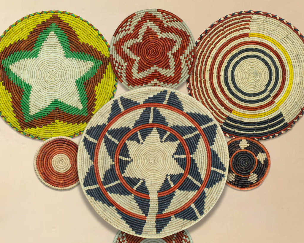 Set of 7 Handwoven wall baskets Set 321-7-N