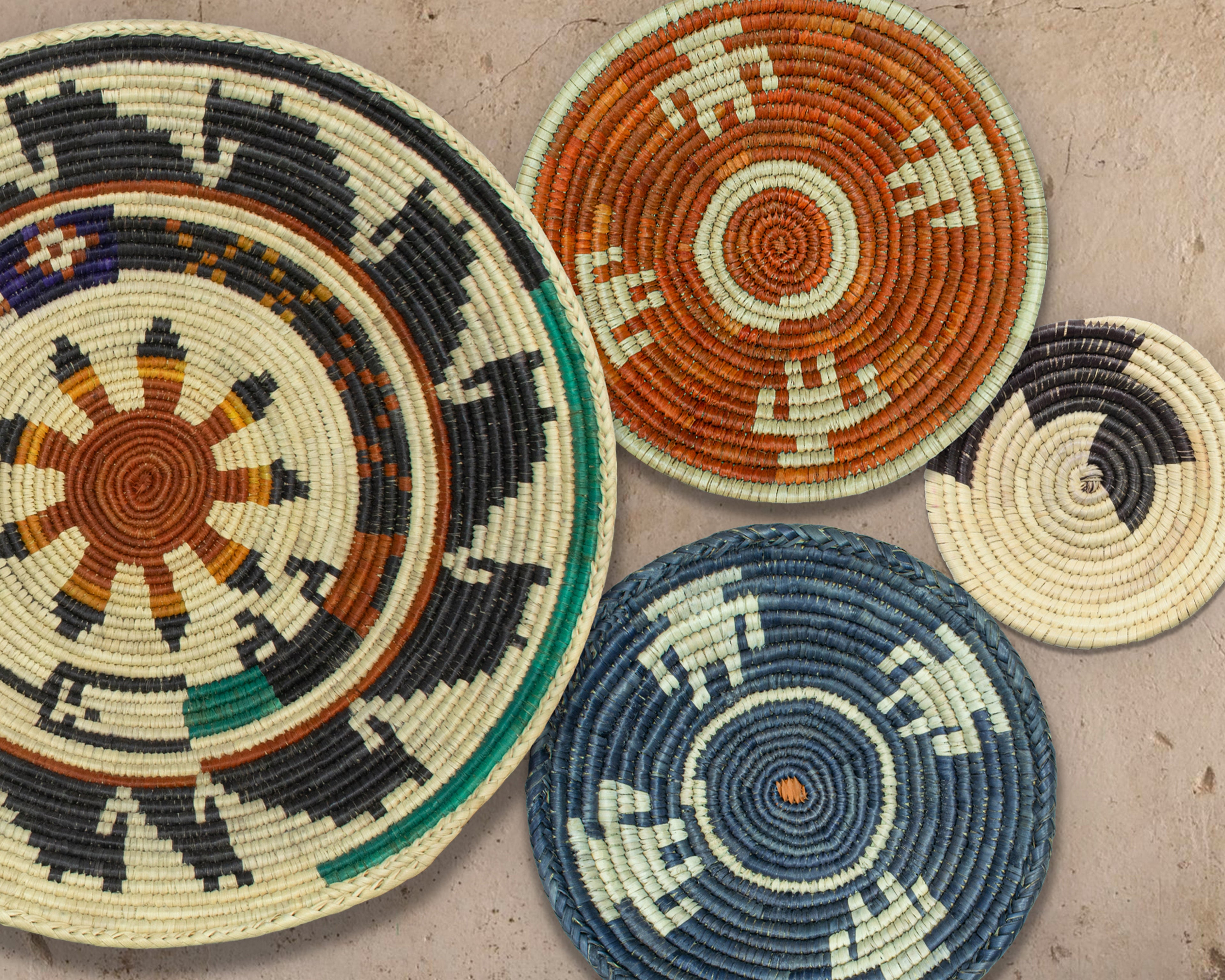 Set of 5 Handwoven wall baskets SET-68-5 N