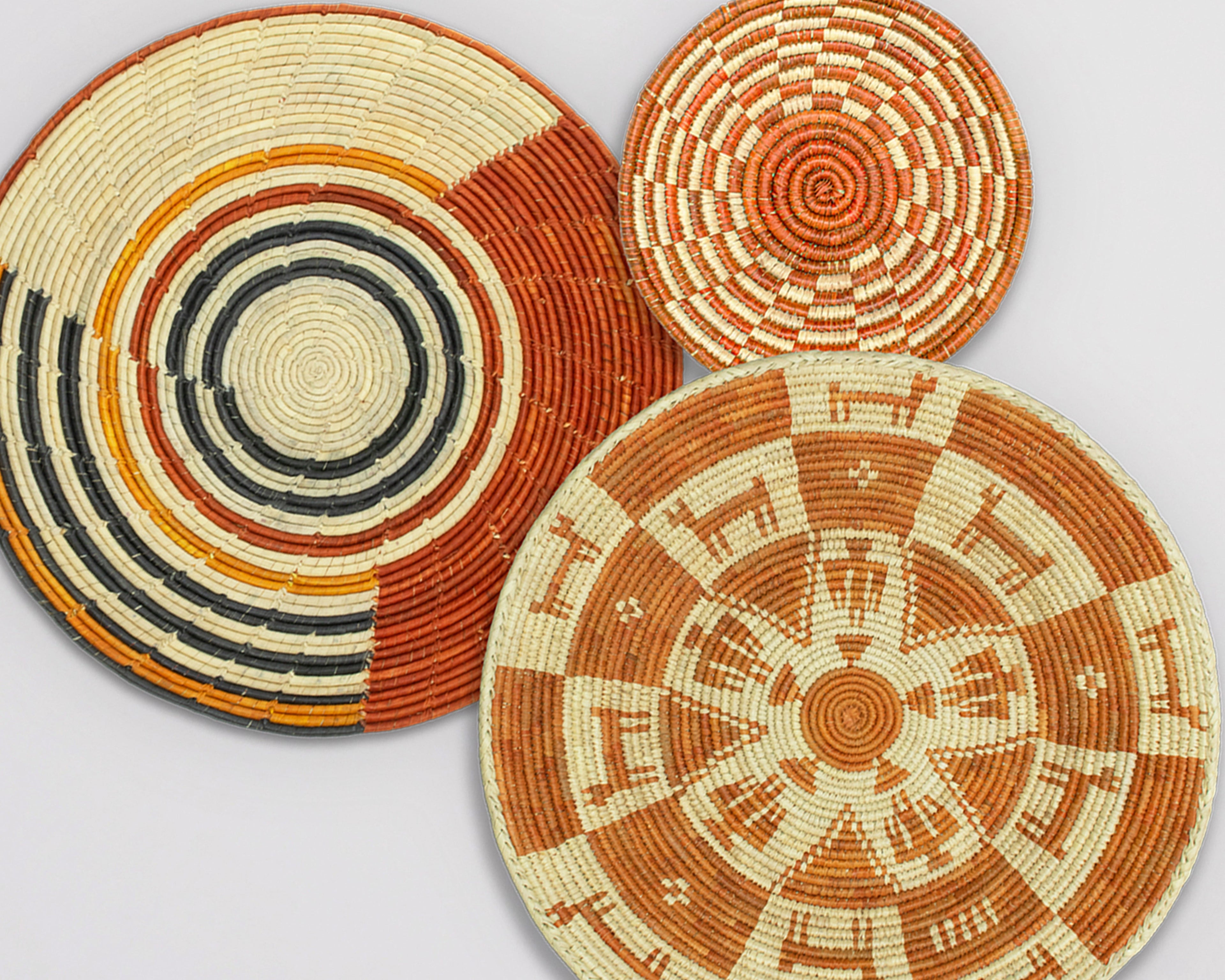 Set of 3 Handwoven wall baskets SET-208-3 N