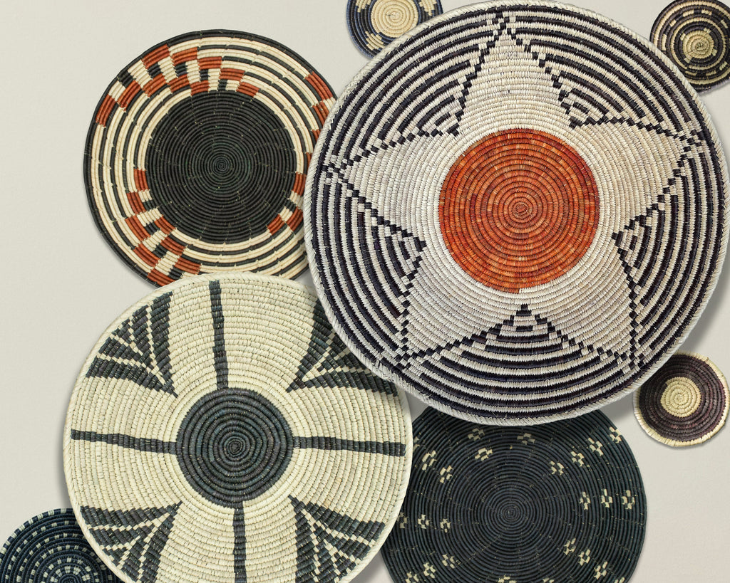 Set of 8 Handwoven wall baskets SET-331-8 N