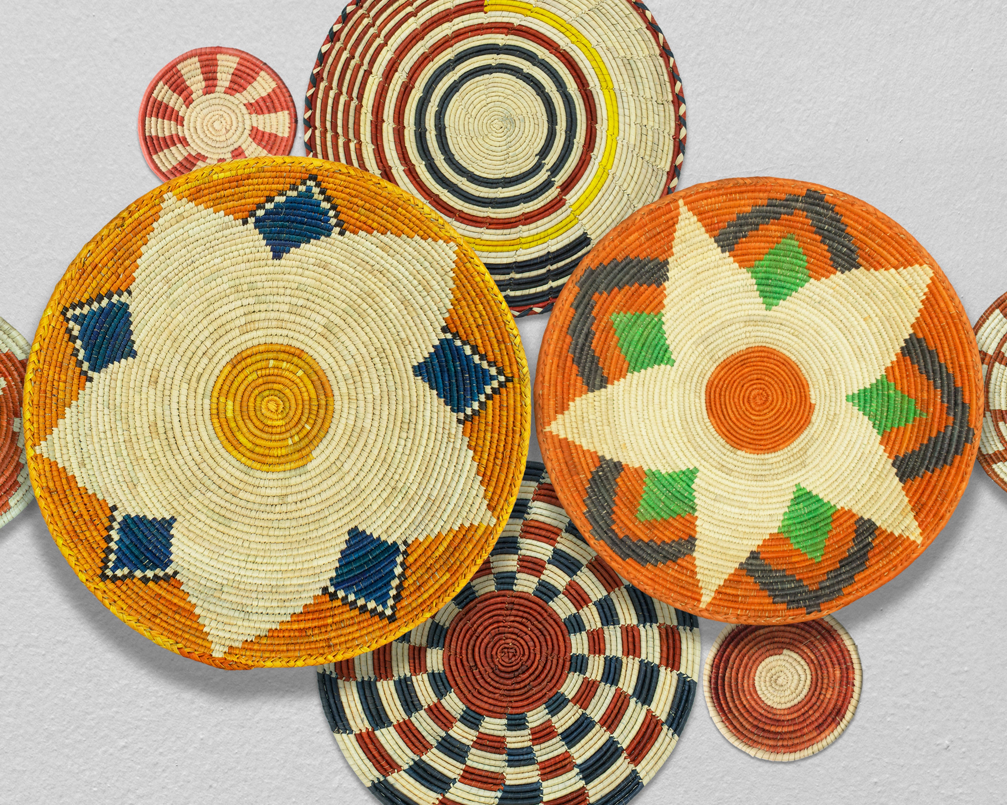 Set of 8 Handwoven wall baskets SET-359-8 N