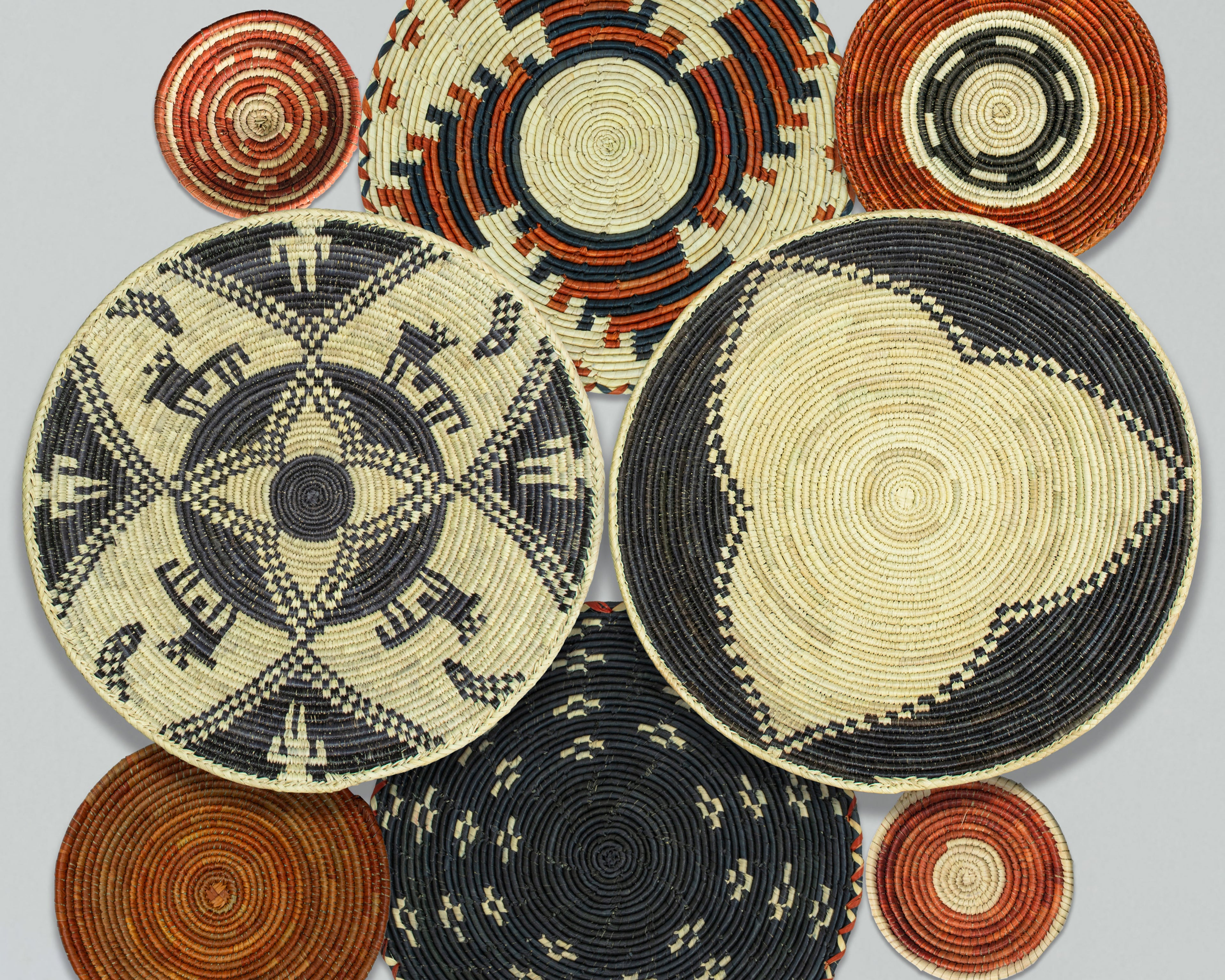 Set of 8 Handwoven wall baskets SET-249-8 N