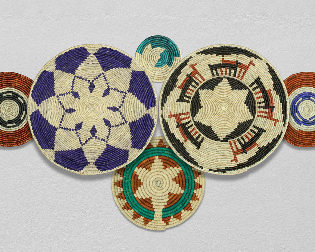 Set of 6 Handwoven wall baskets SET-293-6 N