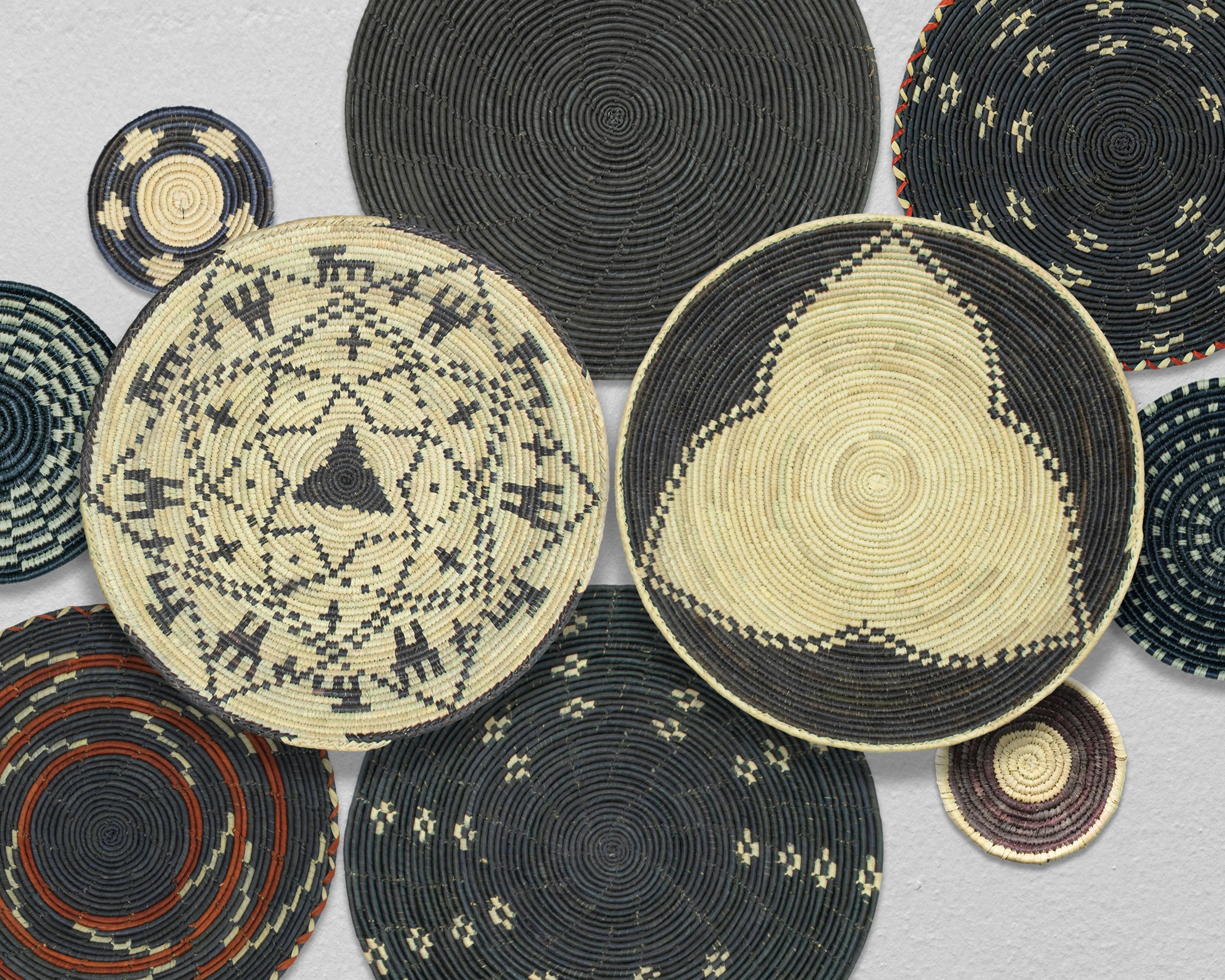 Set of 10 Handwoven wall baskets SET-410-10 N