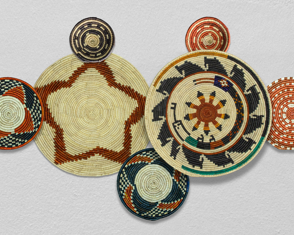 Set of 7 Handwoven wall baskets Set 324-7-N