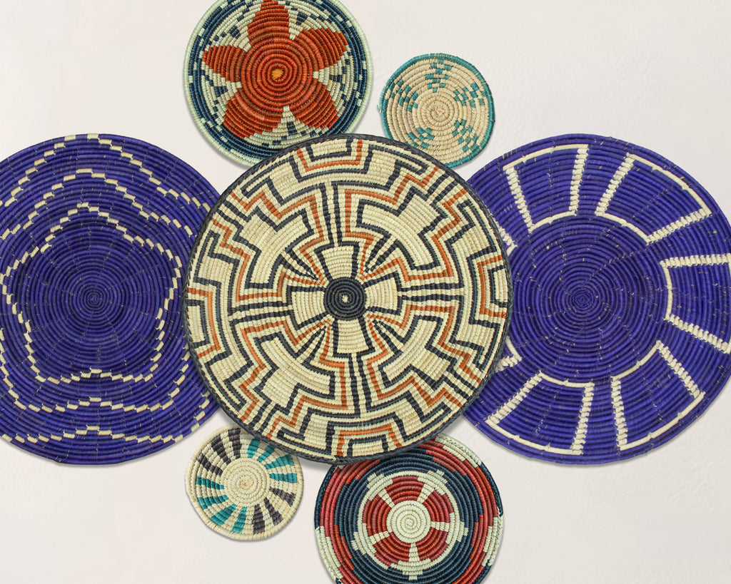 Set of 7 Handwoven wall baskets Set 310-7-N