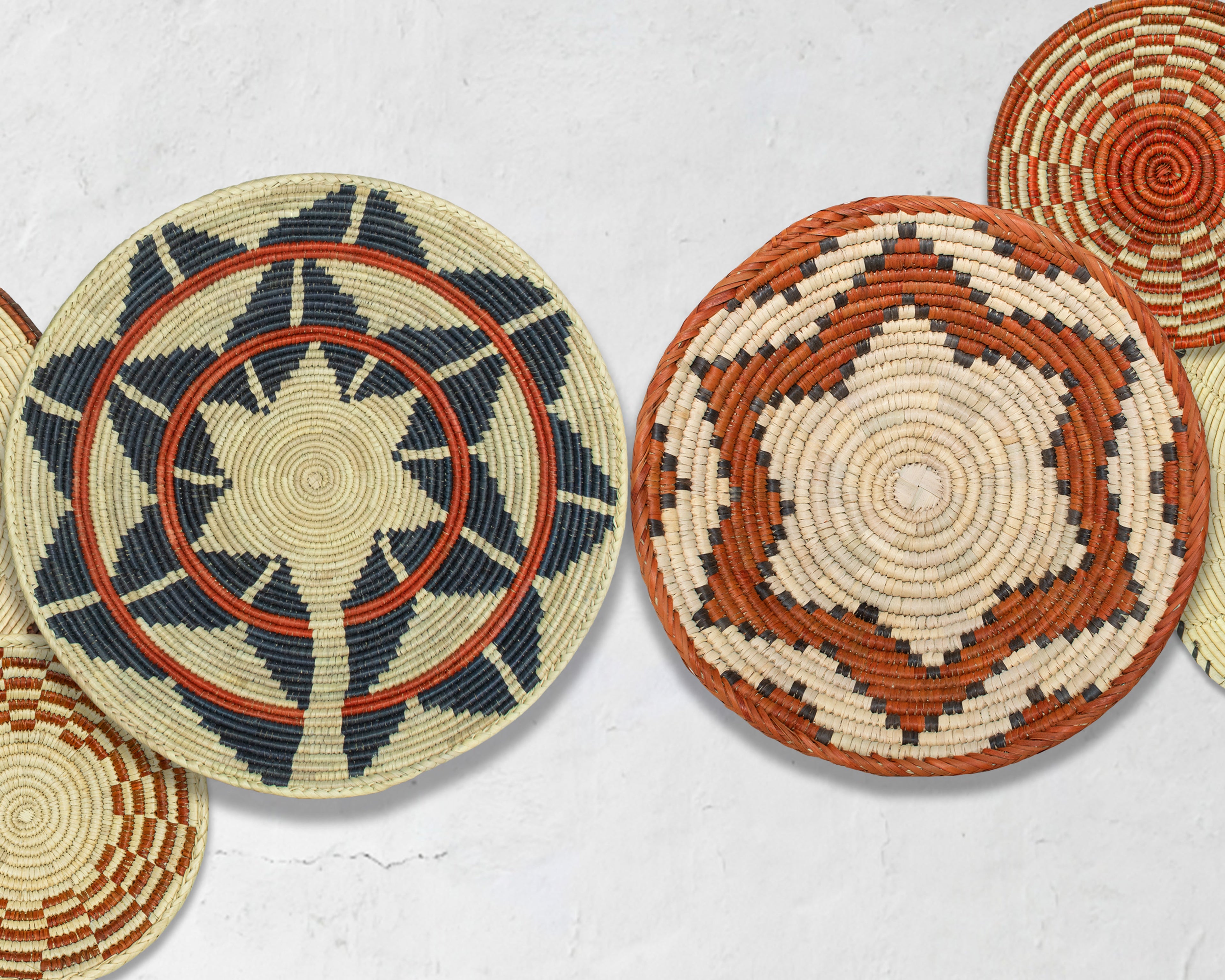 Set of 6 Handwoven wall baskets SET-276-6 N