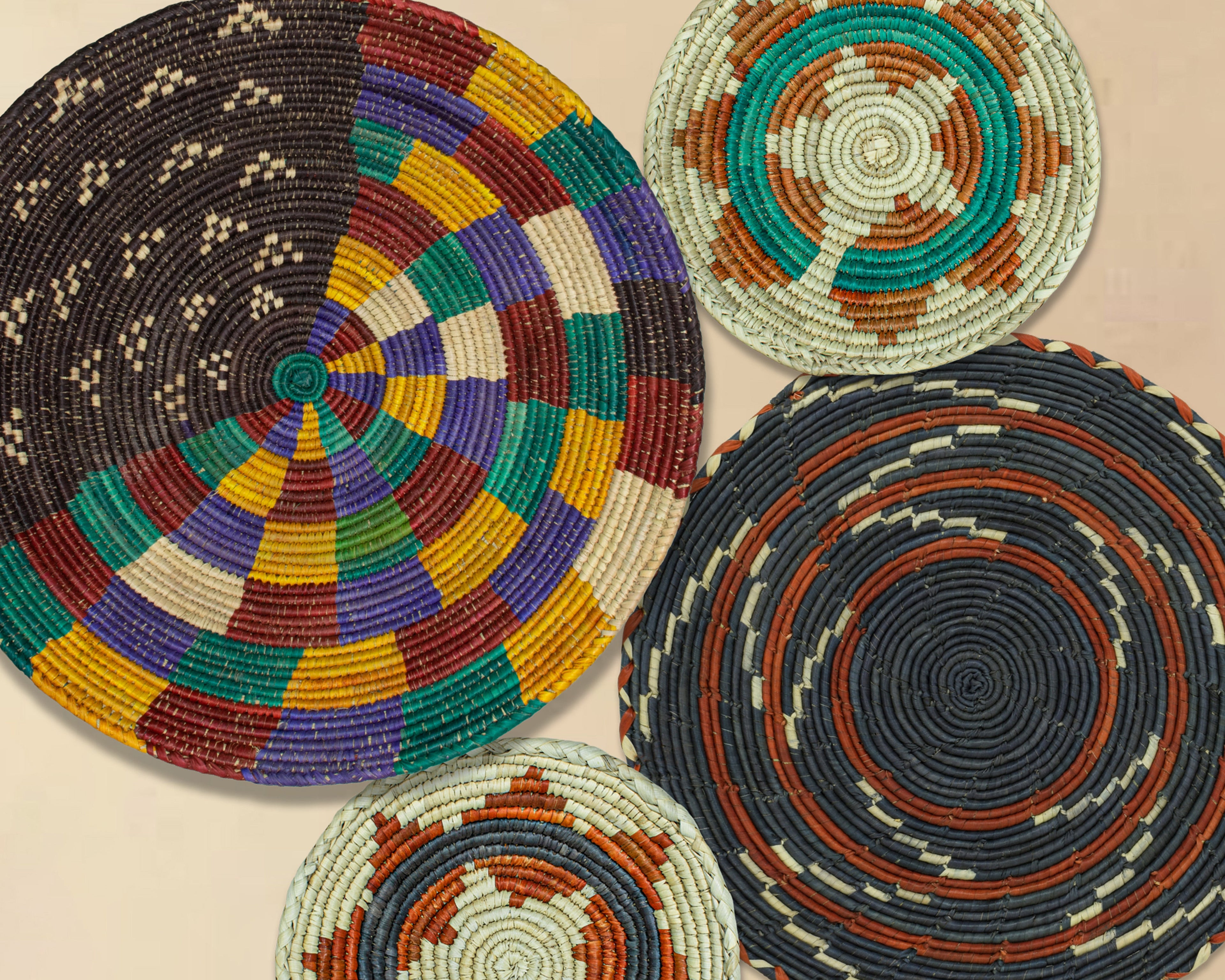 Set of 4 Handwoven wall baskets SET-238-4 N