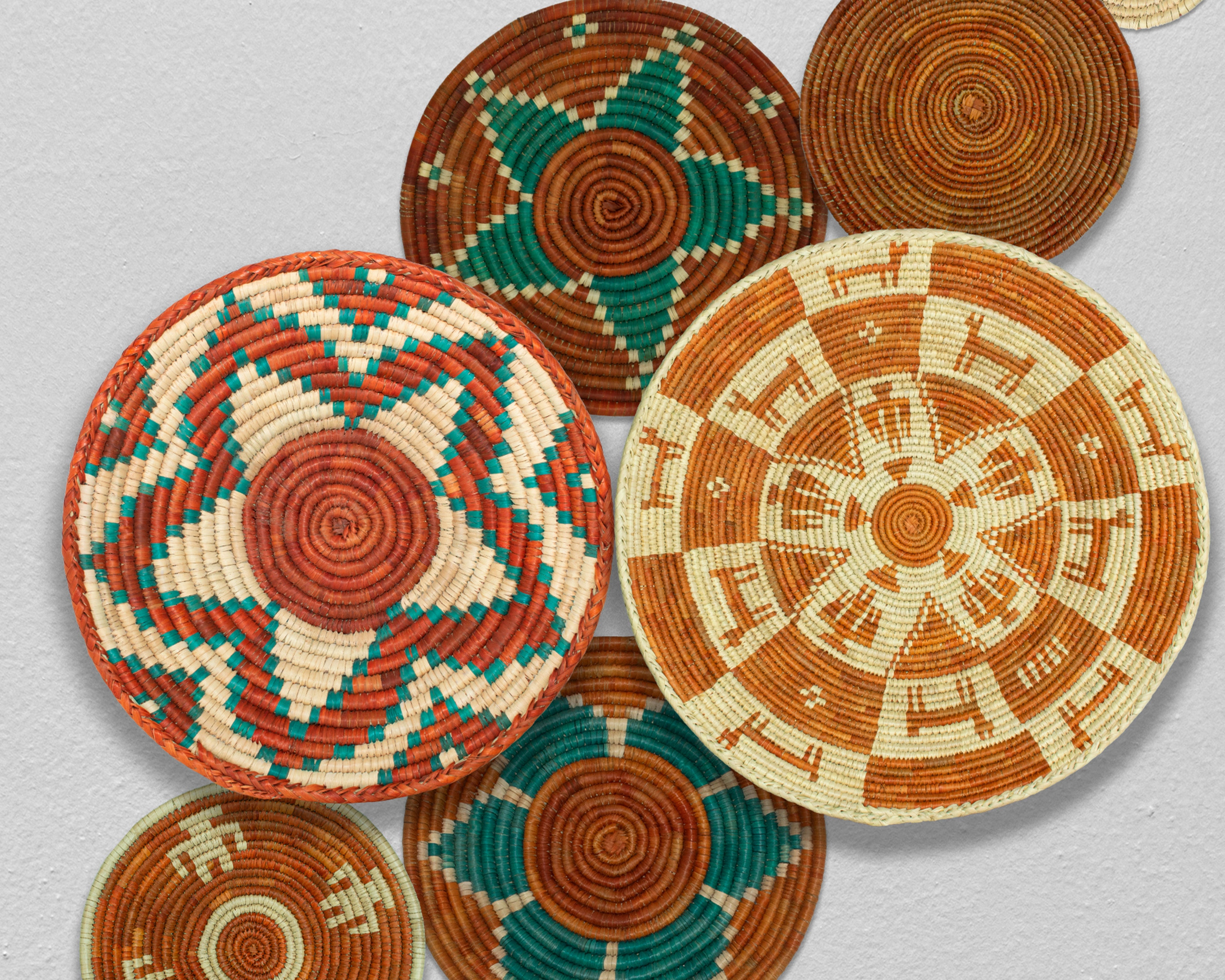 Set of 8 Handwoven wall baskets SET-338-8 N