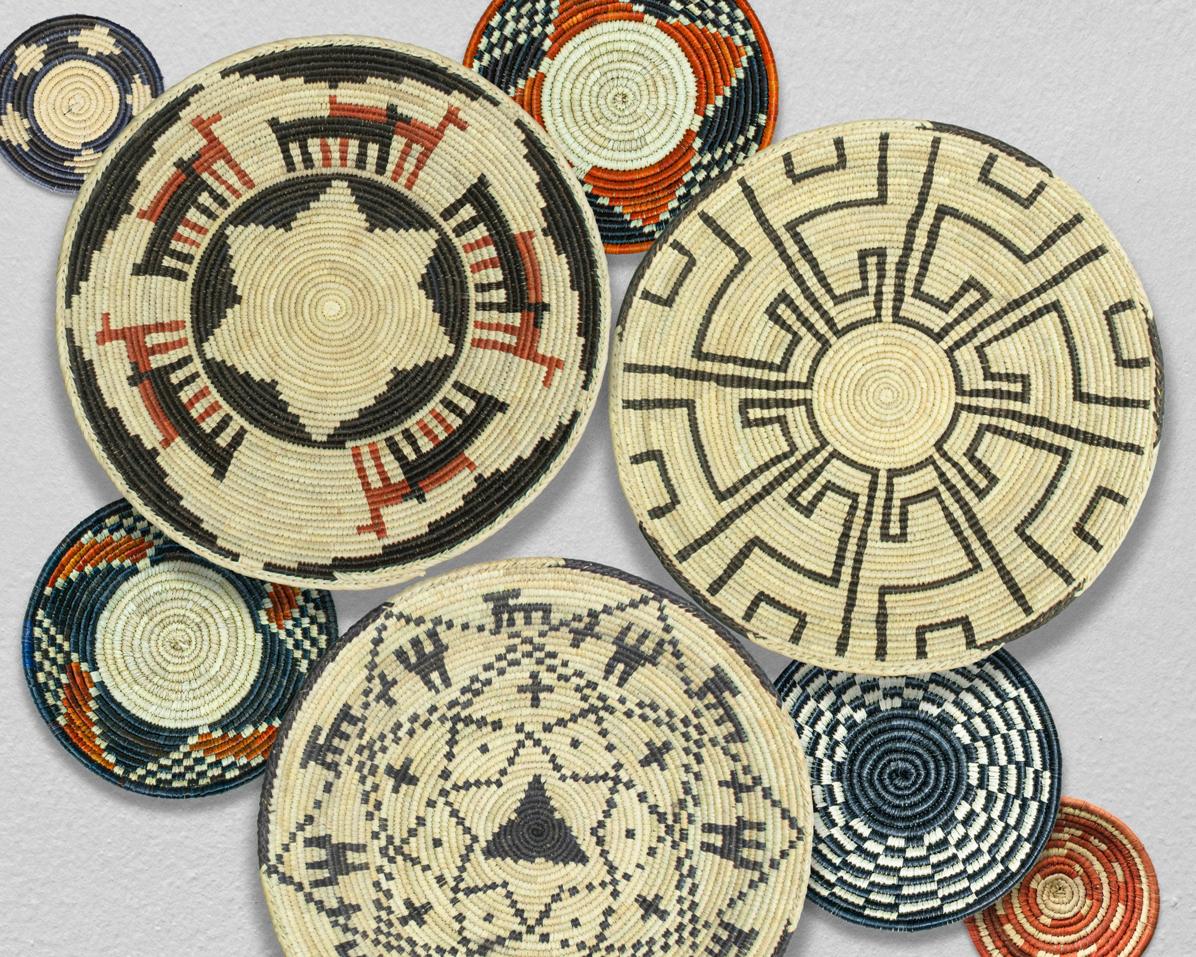 Set of 8 Handwoven wall baskets SET-364-8 N