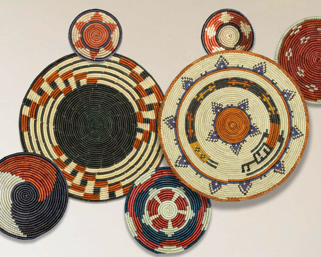 Set of 7 Handwoven wall baskets Set 323-7-N