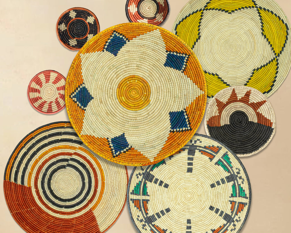 Set of 8 Handwoven wall baskets SET-334-8 N