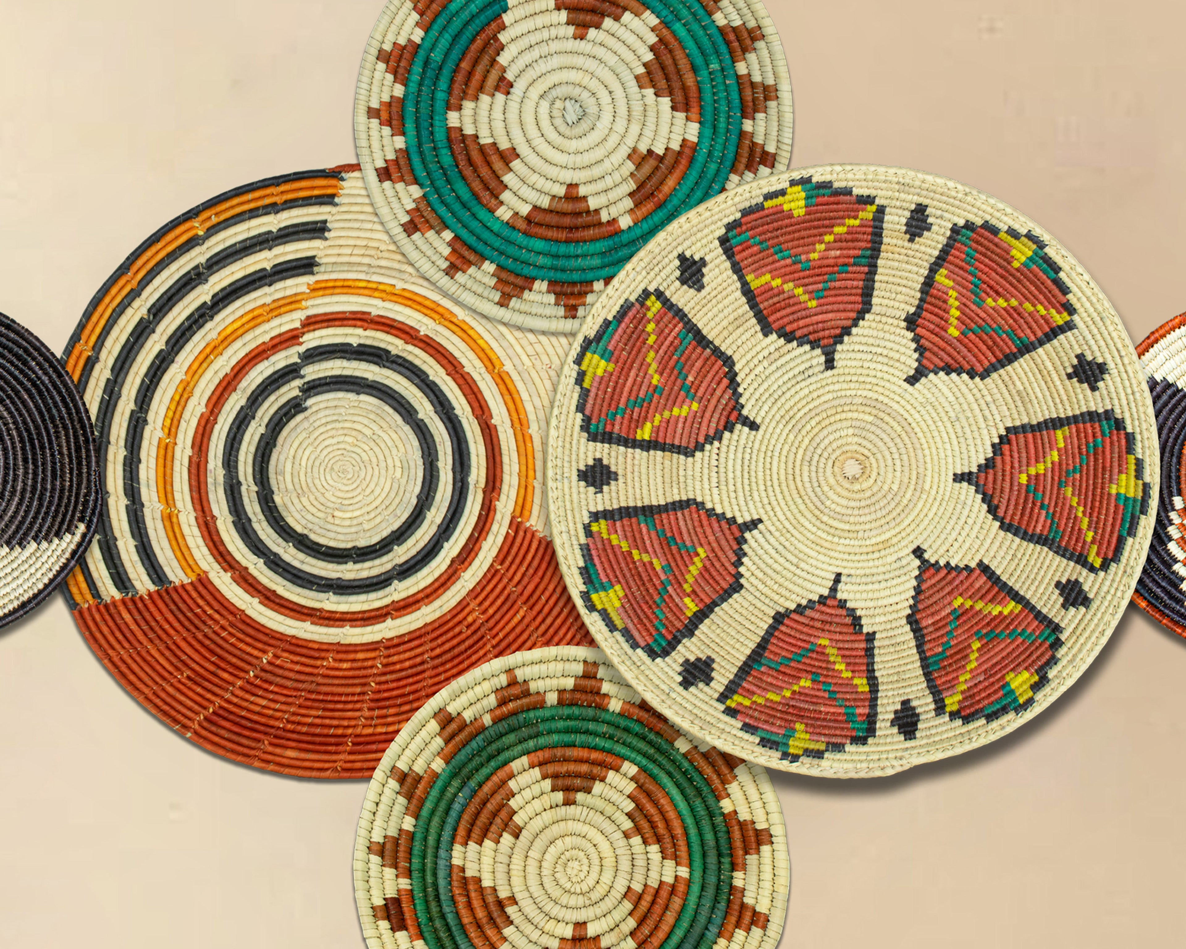 Set of 6 Handwoven wall baskets SET-281-6 N