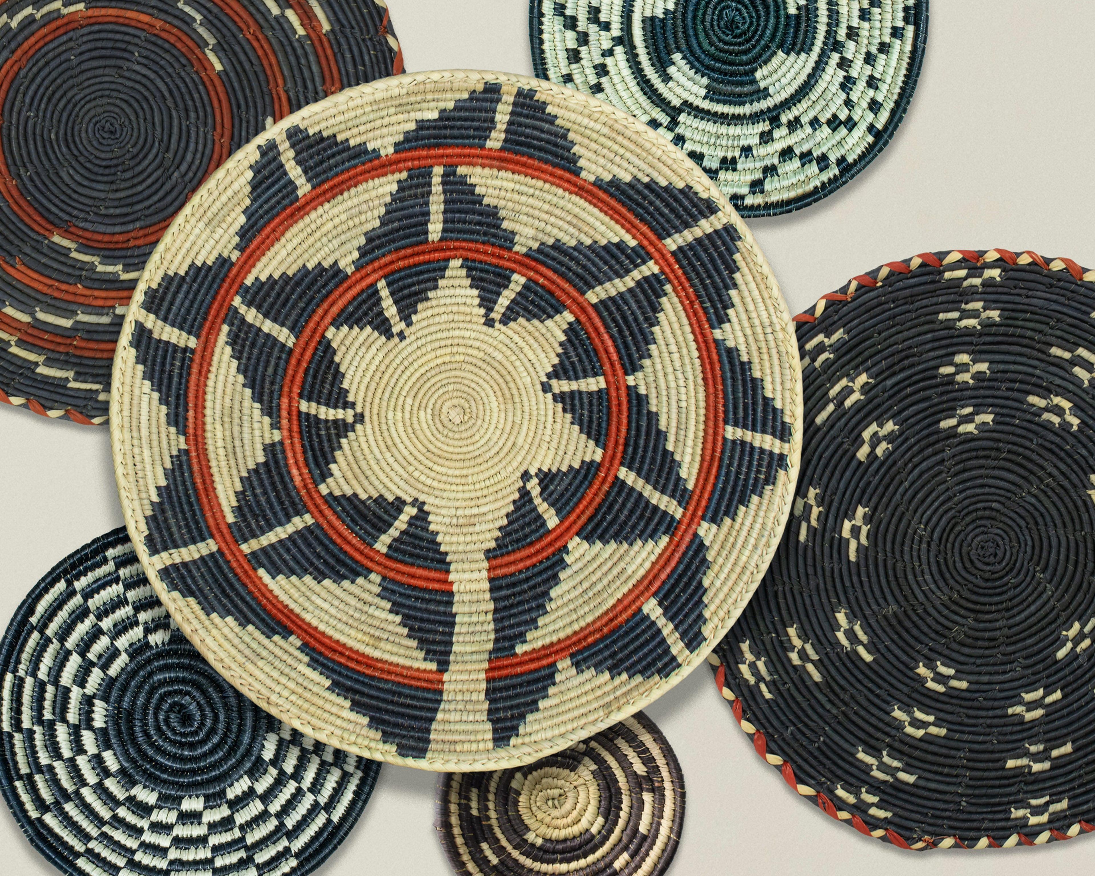 Set of 6 Handwoven wall baskets SET-387-6 N