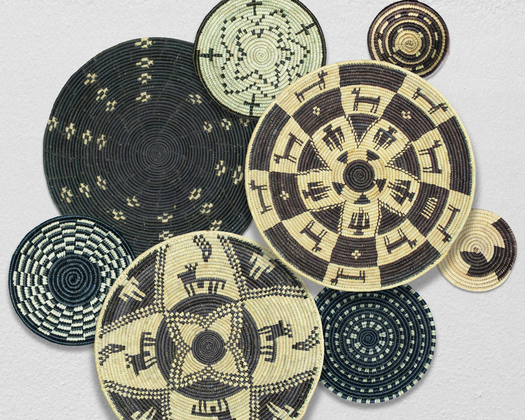 Set of 8 Handwoven wall baskets SET-361-8 N