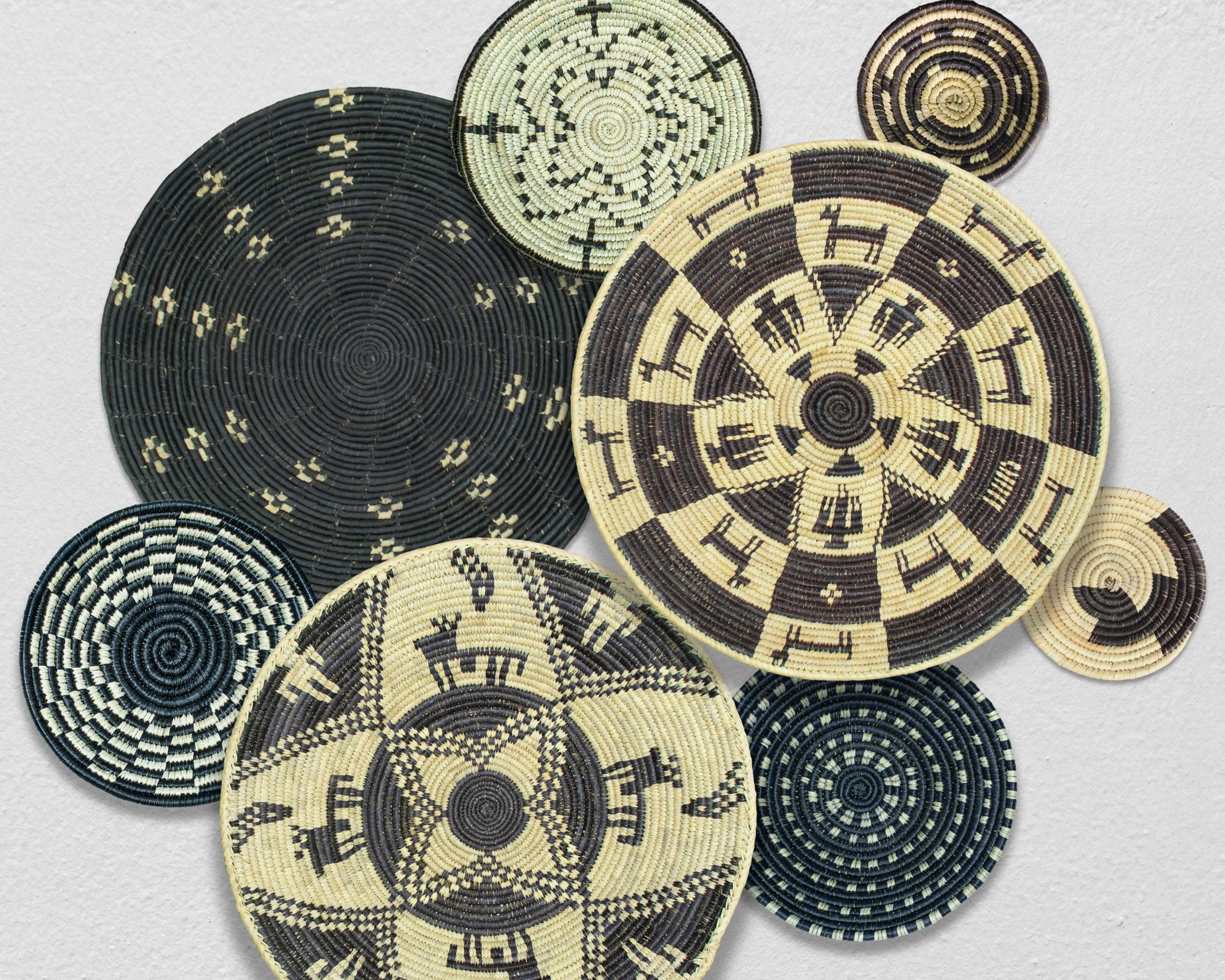 Set of 8 Handwoven wall baskets SET-361-8 N