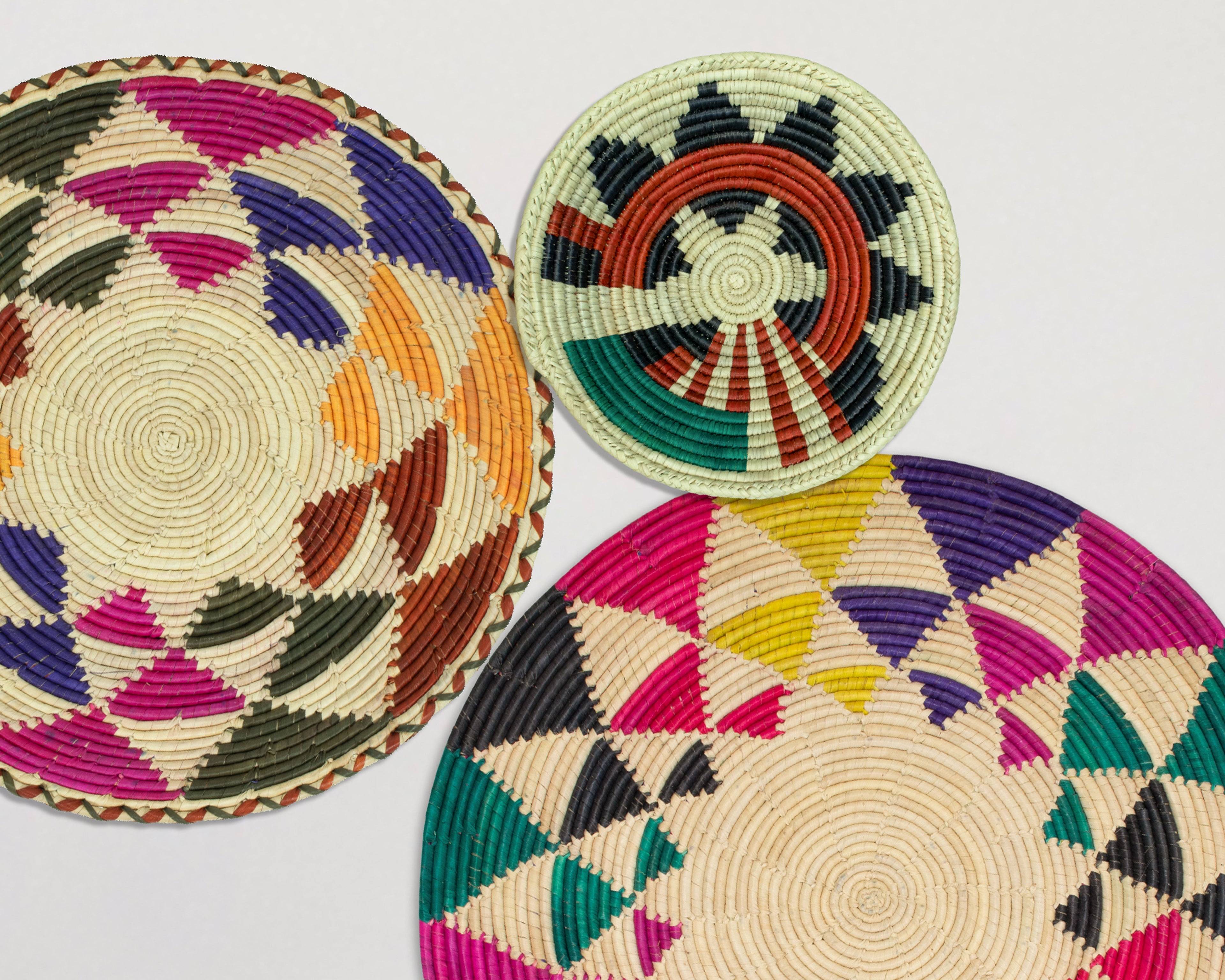 Set of 3 Handwoven wall baskets SET-204-3 N