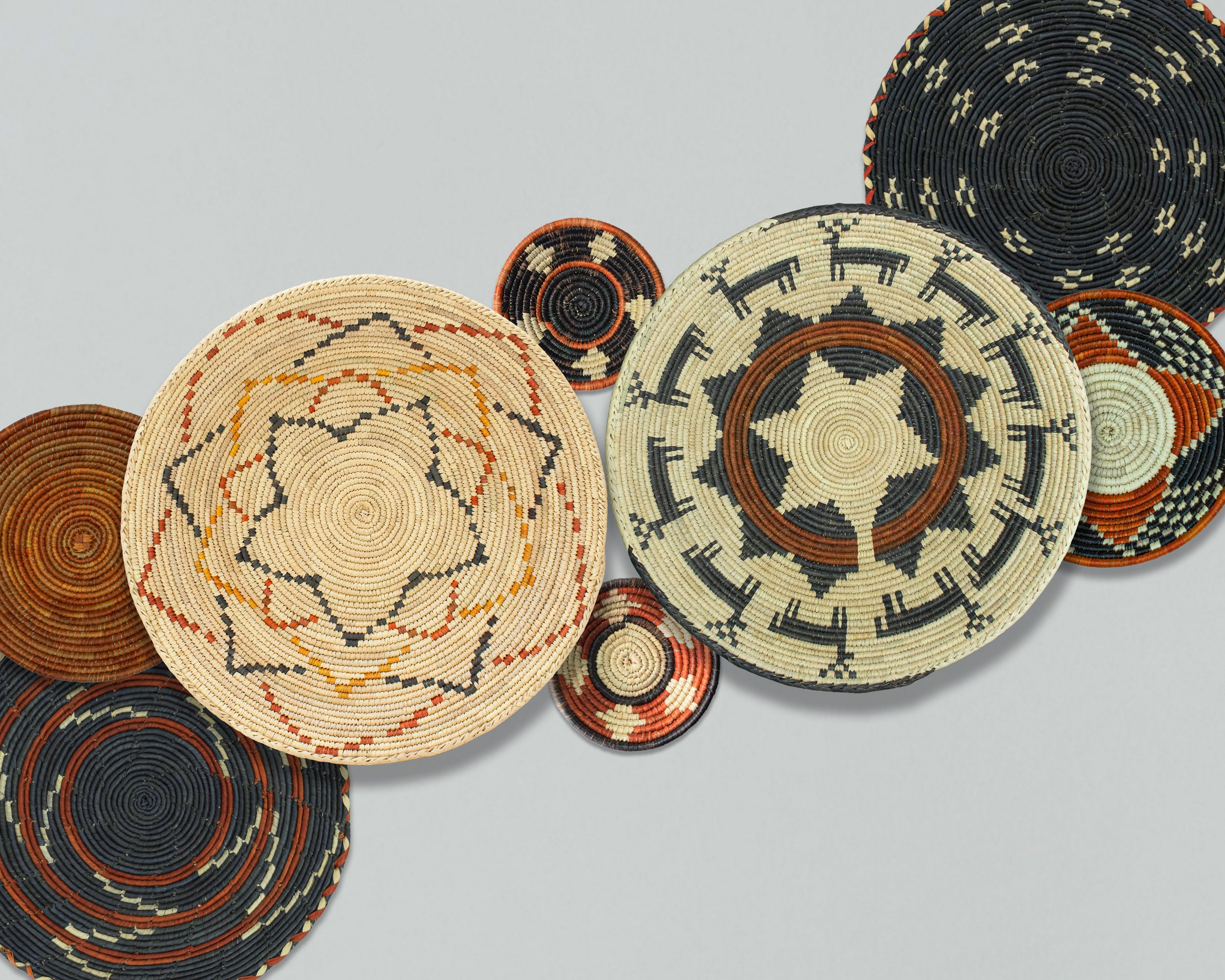 Set of 8 Handwoven wall baskets SET-251-8 N