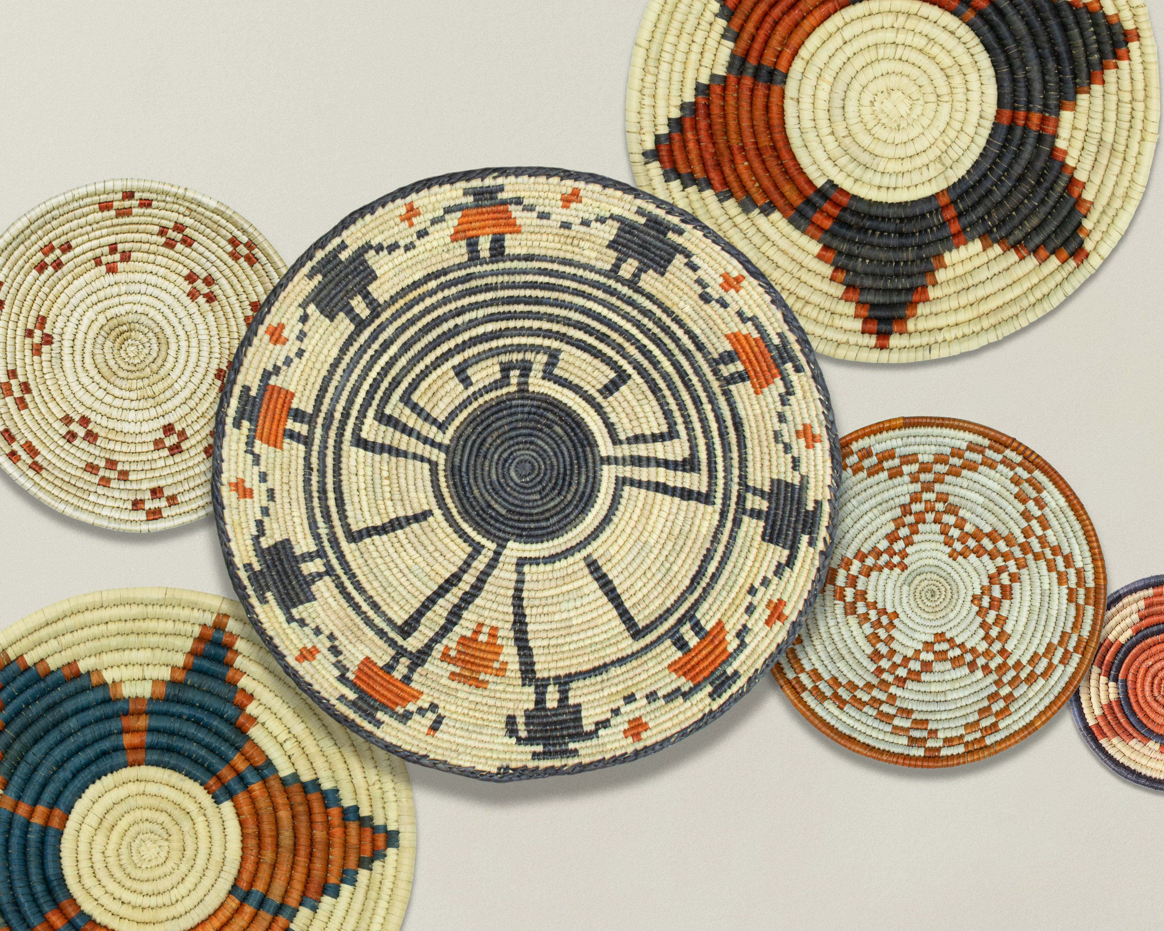 Set of 6 Handwoven wall baskets SET-389-6 N