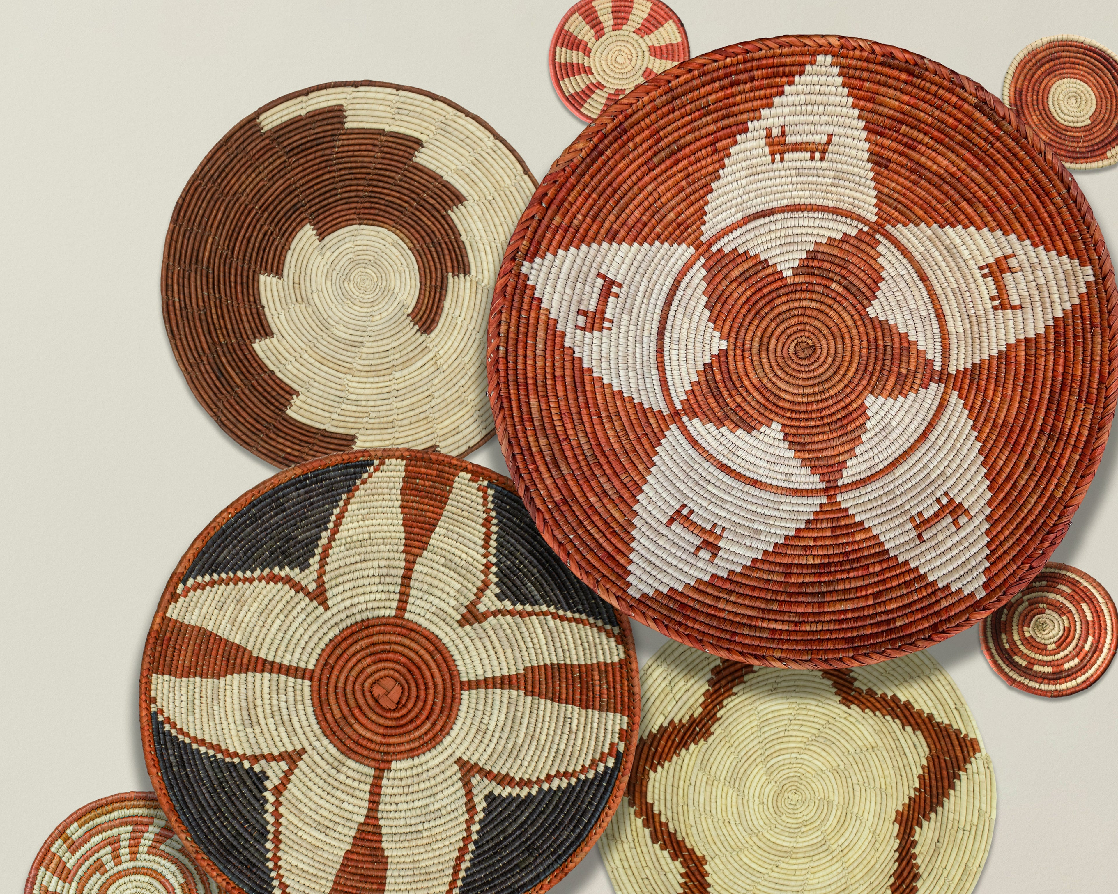 Set of 8 Handwoven wall baskets SET-332-8 N