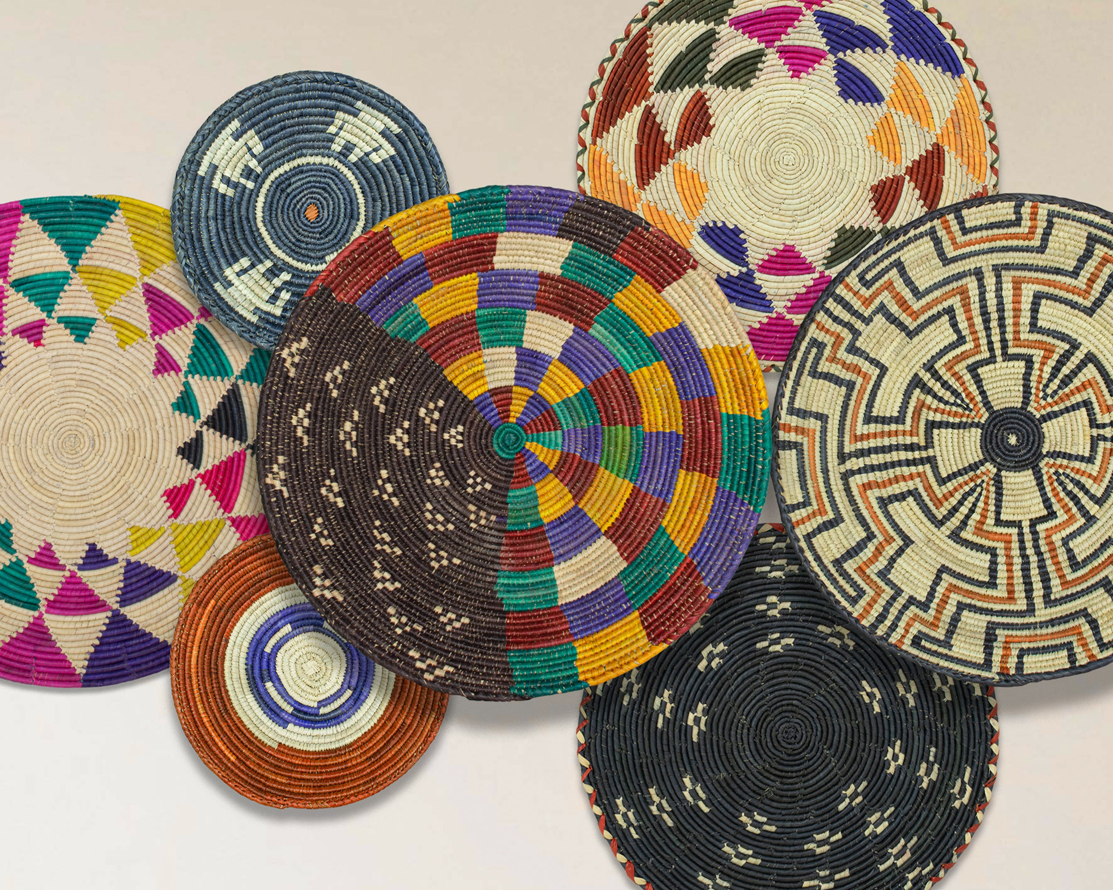 Set of 8 Handwoven wall baskets SET-348-8 N