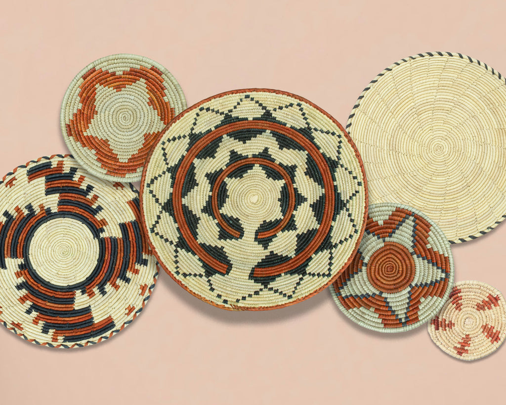 Set of 6 Handwoven wall baskets SET-396-6 N