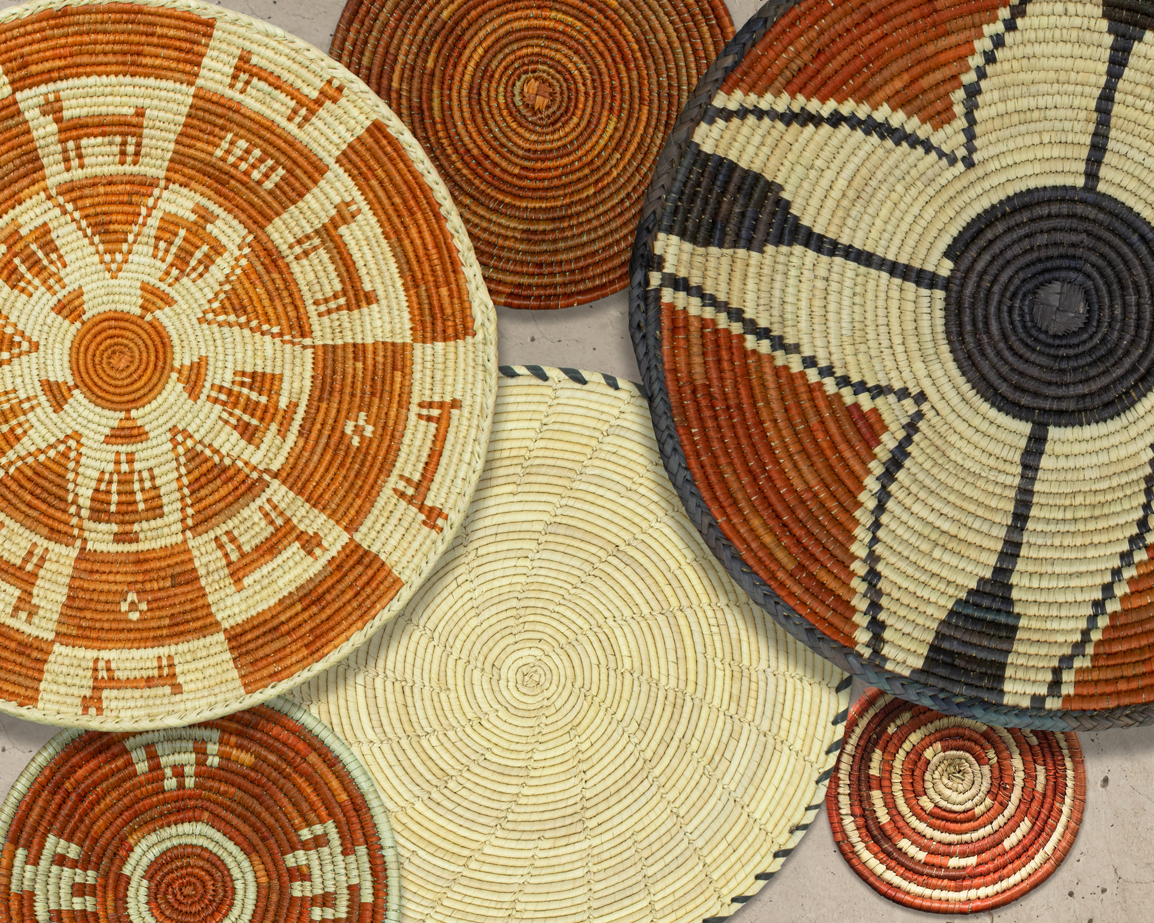 Set of 6 Handwoven wall baskets SET-270-6 N