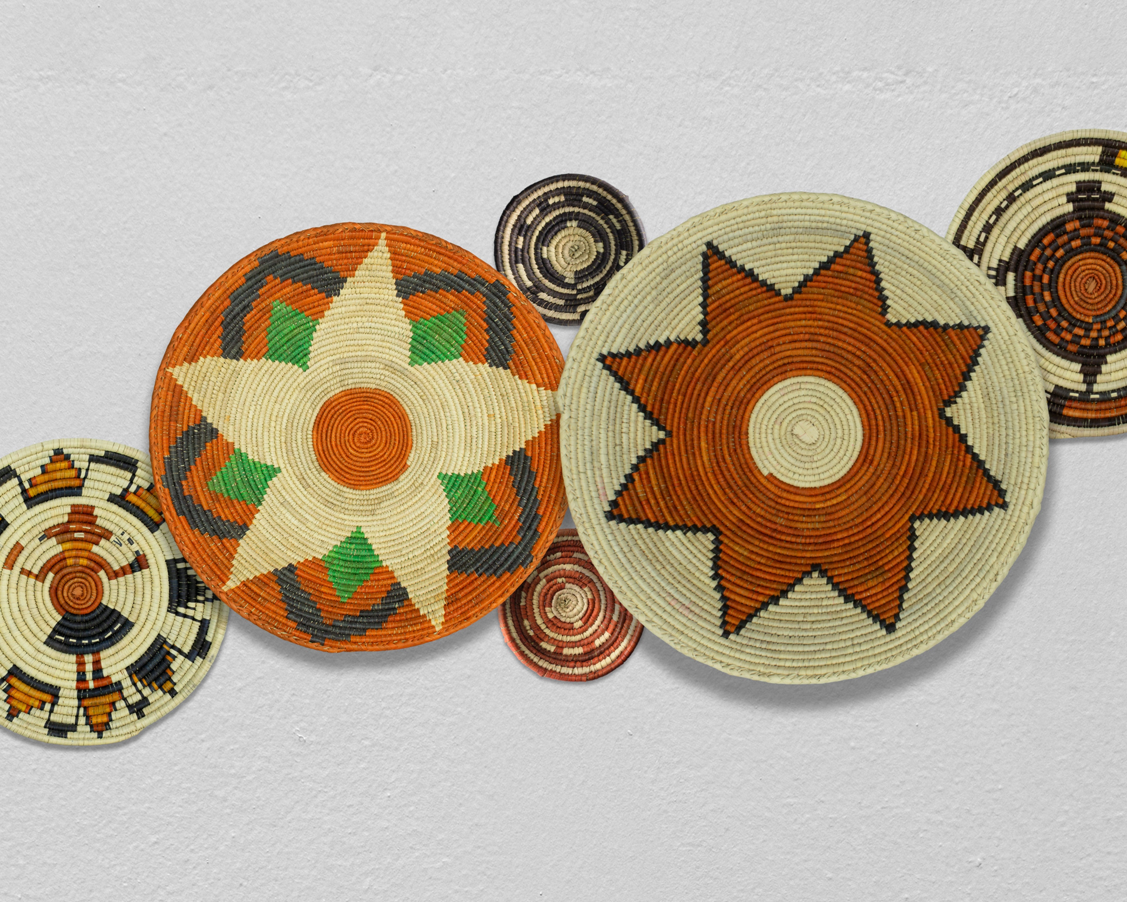 Set of 6 Handwoven wall baskets SET-300-6 N