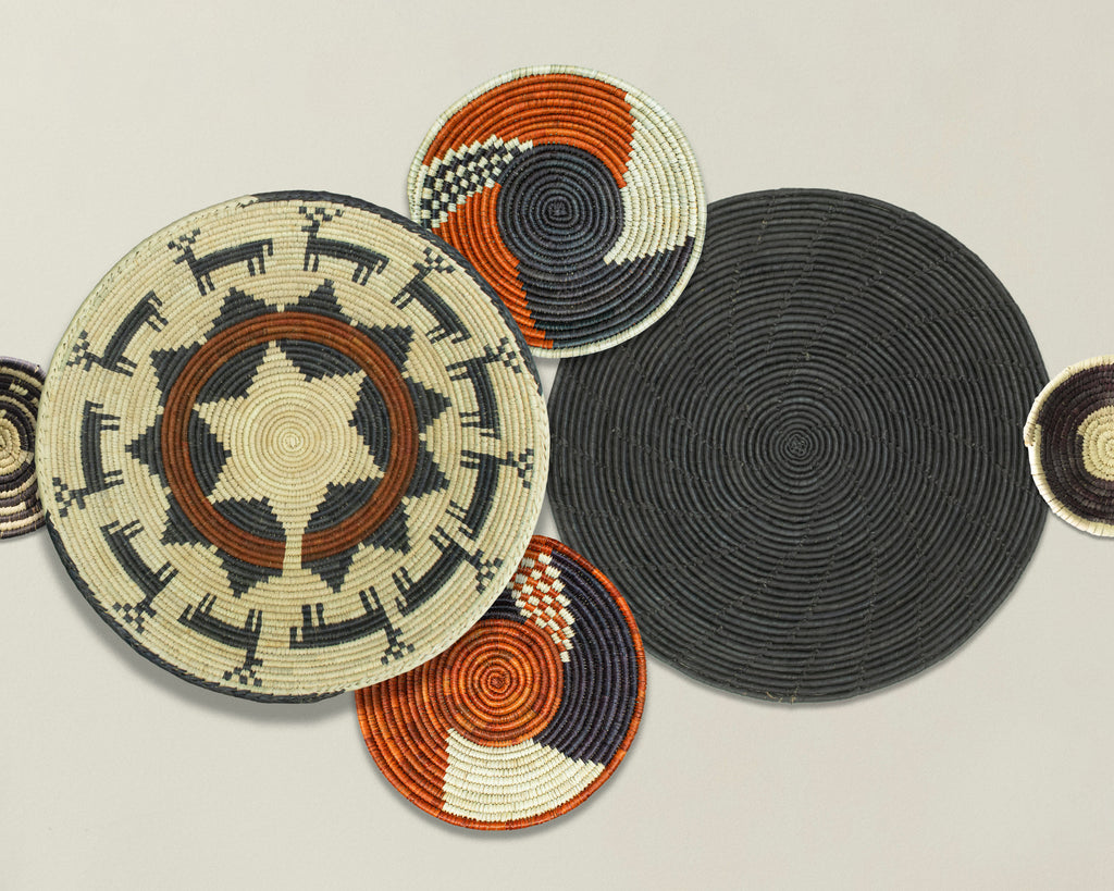 Set of 6 Handwoven wall baskets SET-380-6 N