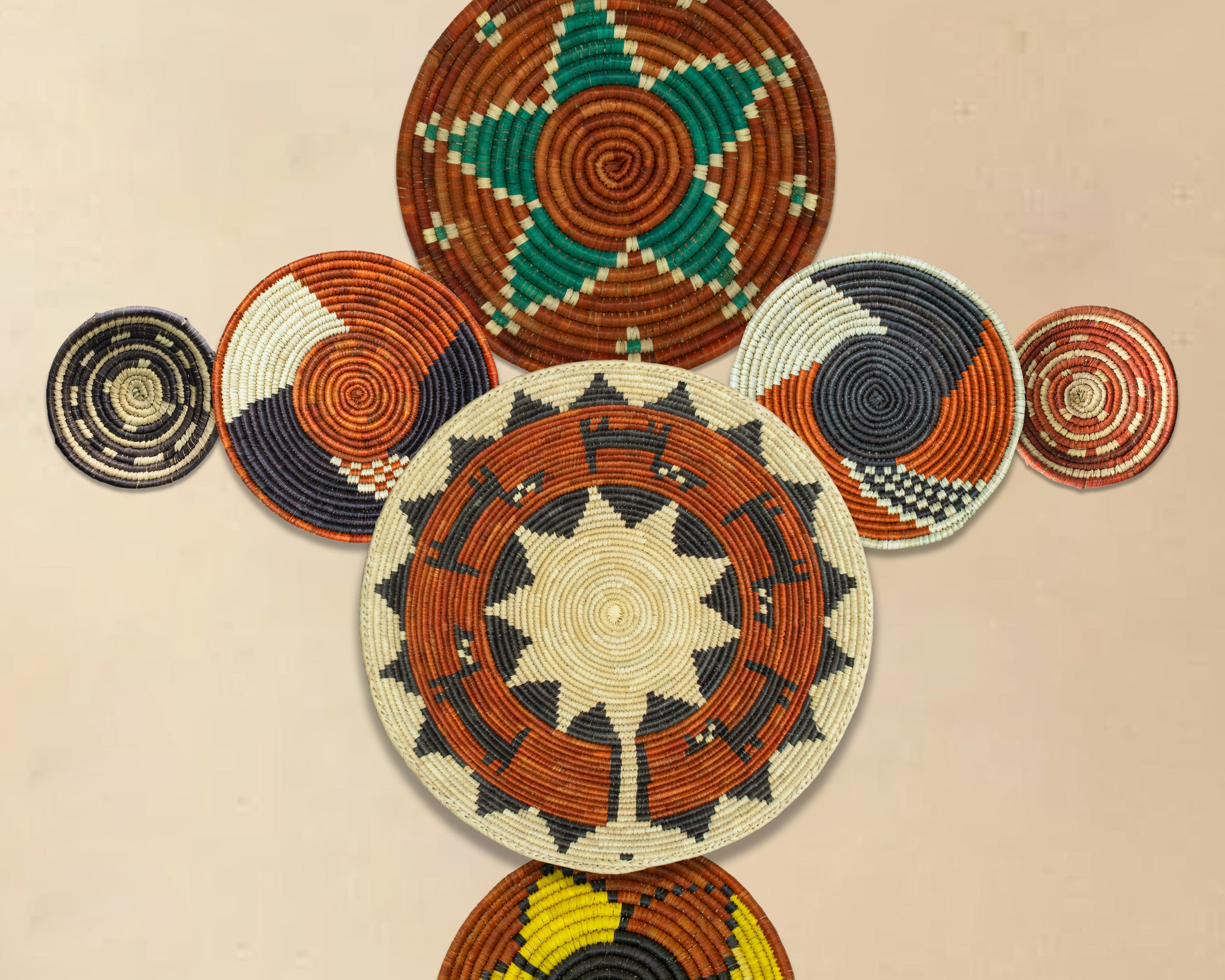 Set of 7 Handwoven wall baskets Set 312-7-N